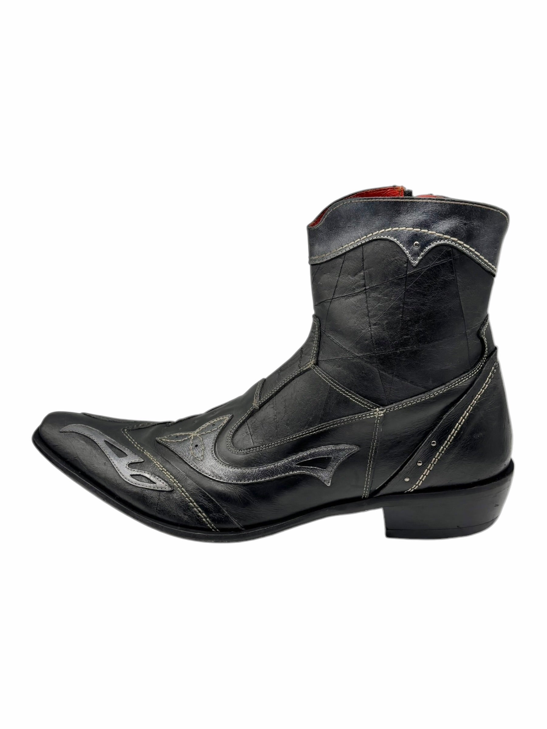 Vintage New Rock black leather cowboy boots size 43