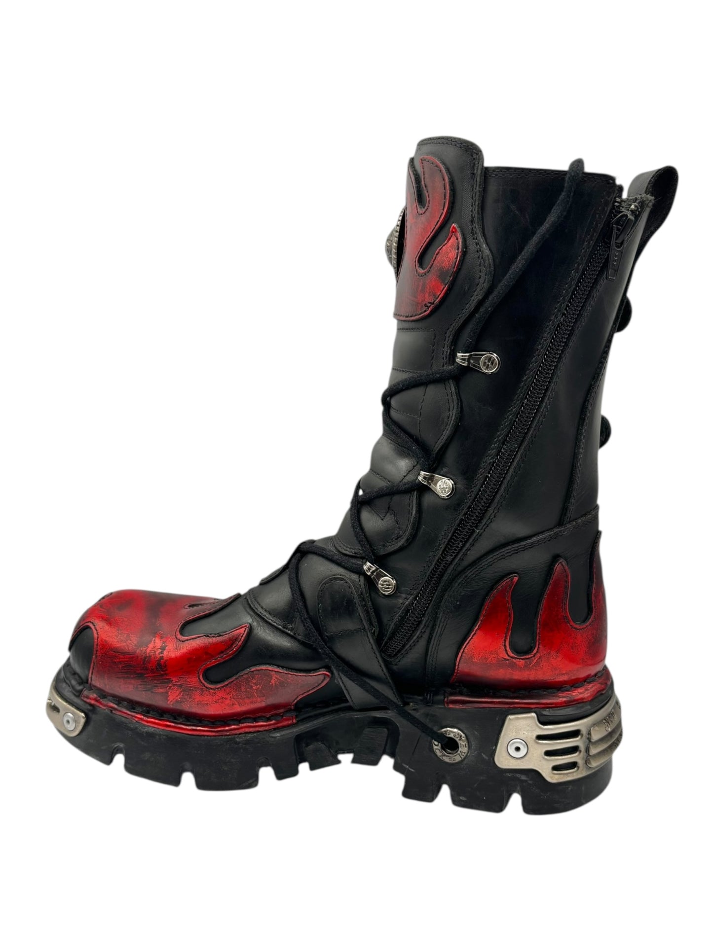 Rare vintage New Rock ruby red reactor leather boots size 38