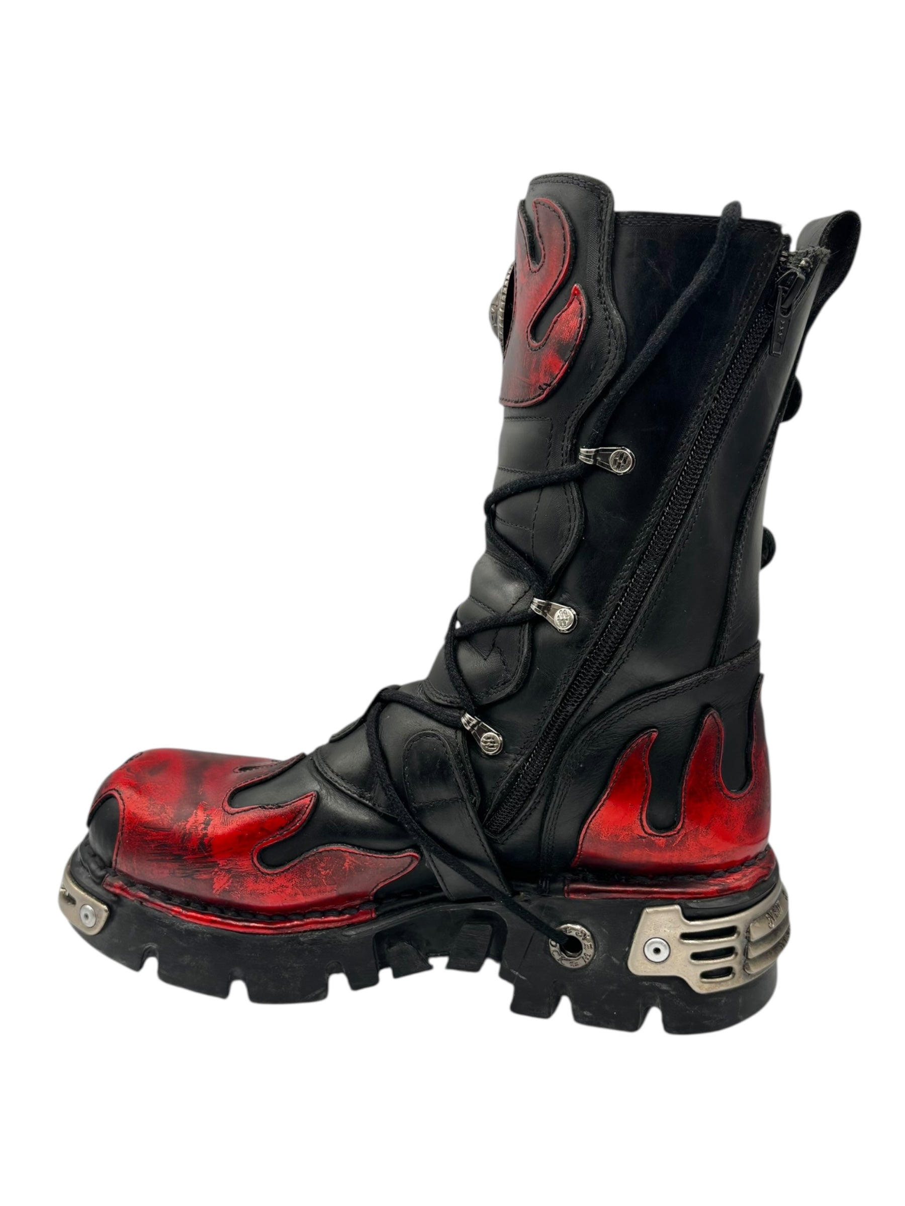 Rare vintage New Rock ruby red reactor leather boots size 38