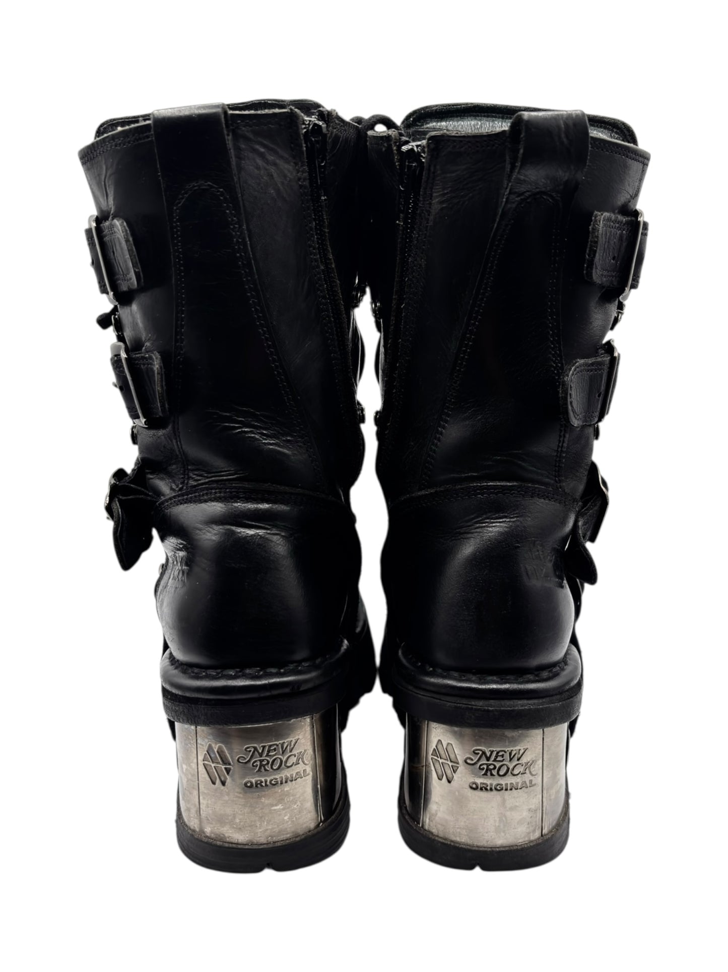 Vintage New Rock raised heel leather boots size 37