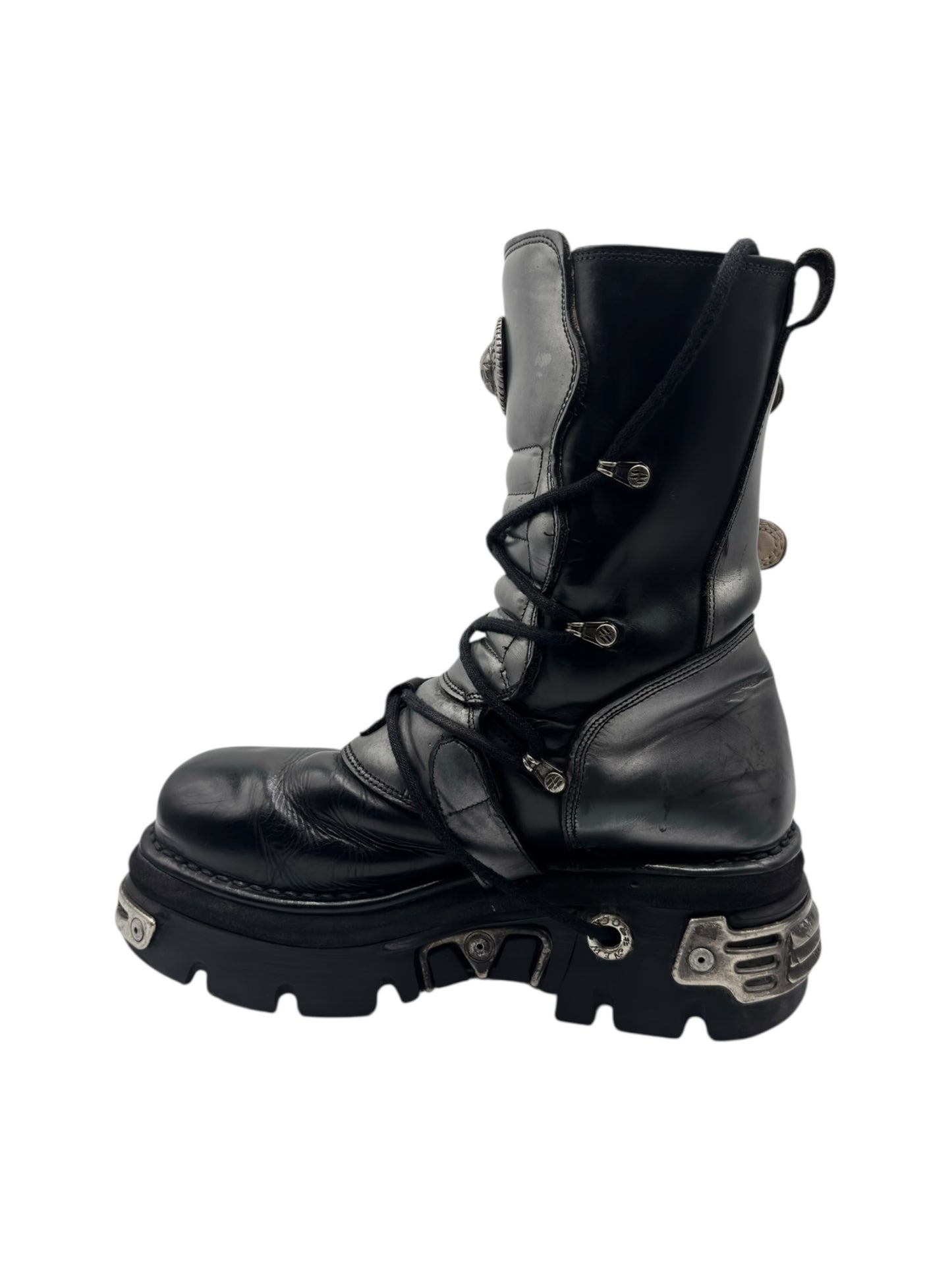 Vintage New Rock grey mid-calf leather reactor boots size 42