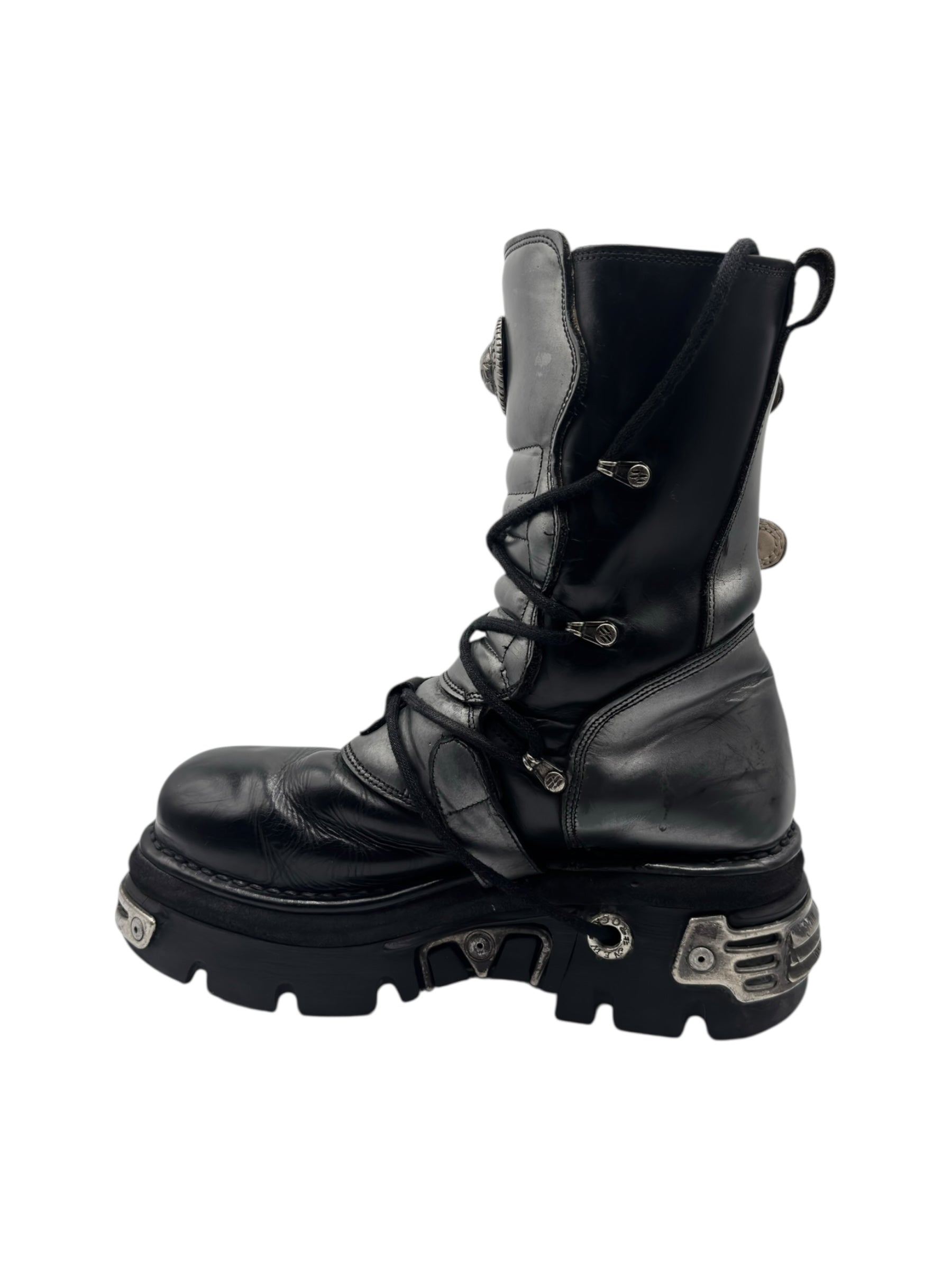 Vintage New Rock grey mid-calf leather reactor boots size 42