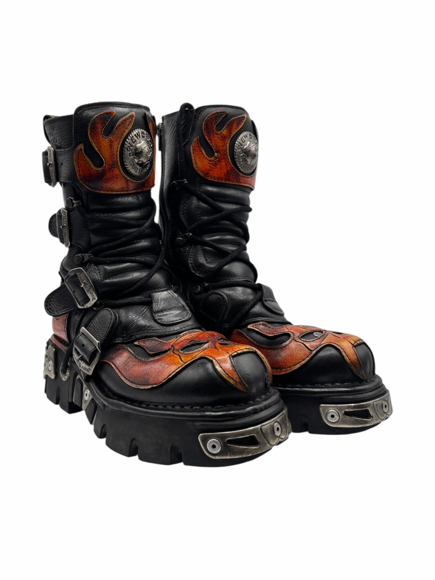 Vintage New Rock mid-calf flame reactor boots size 38
