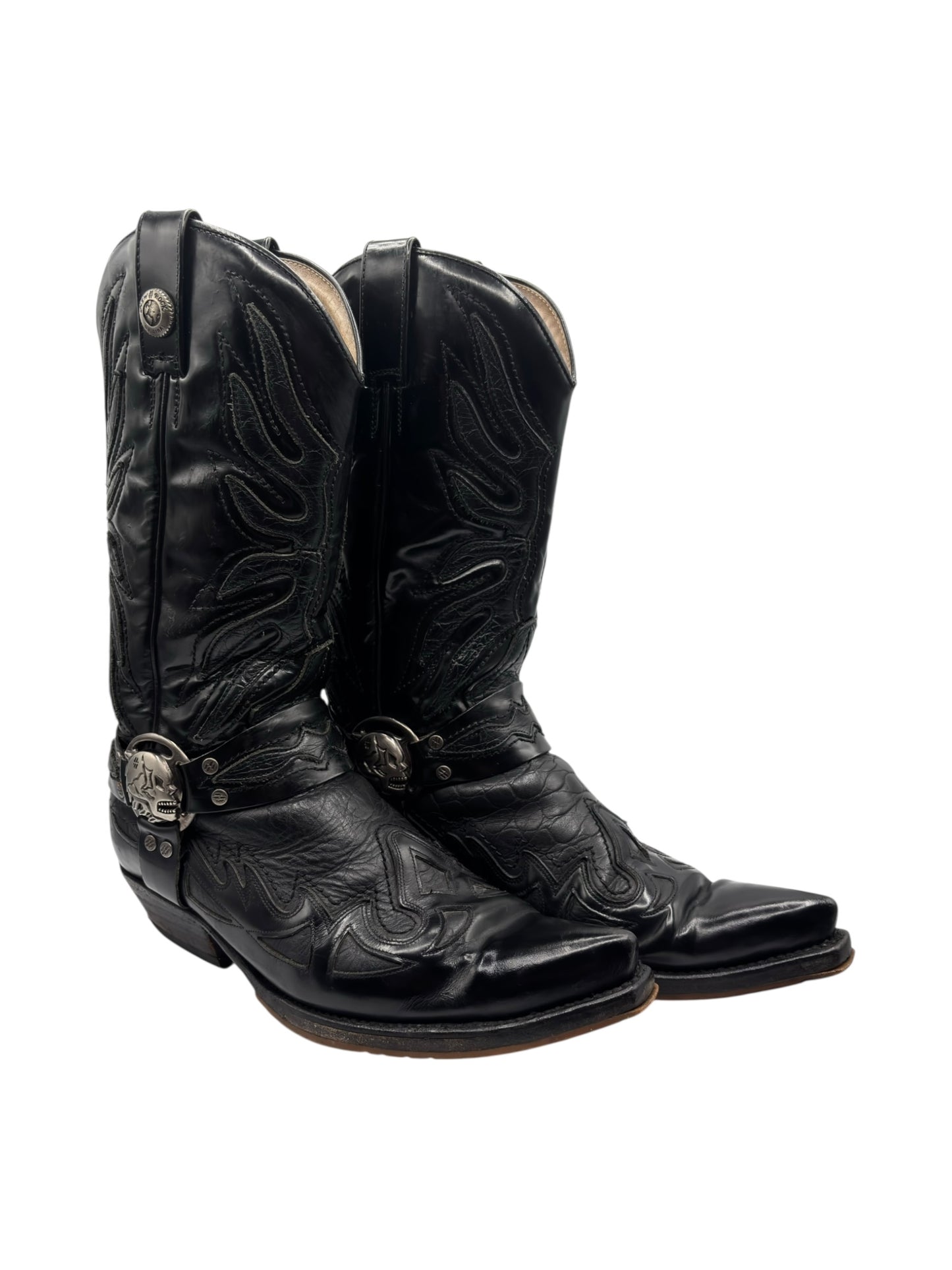 Vintage New Rock flame leather cowboy boots size 42