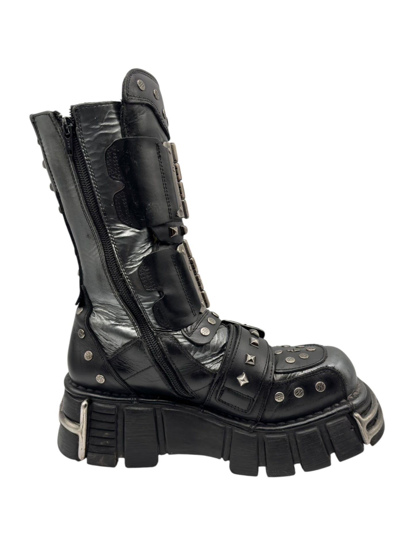 Vintage New Rock studded mid-calf platform boots size 39