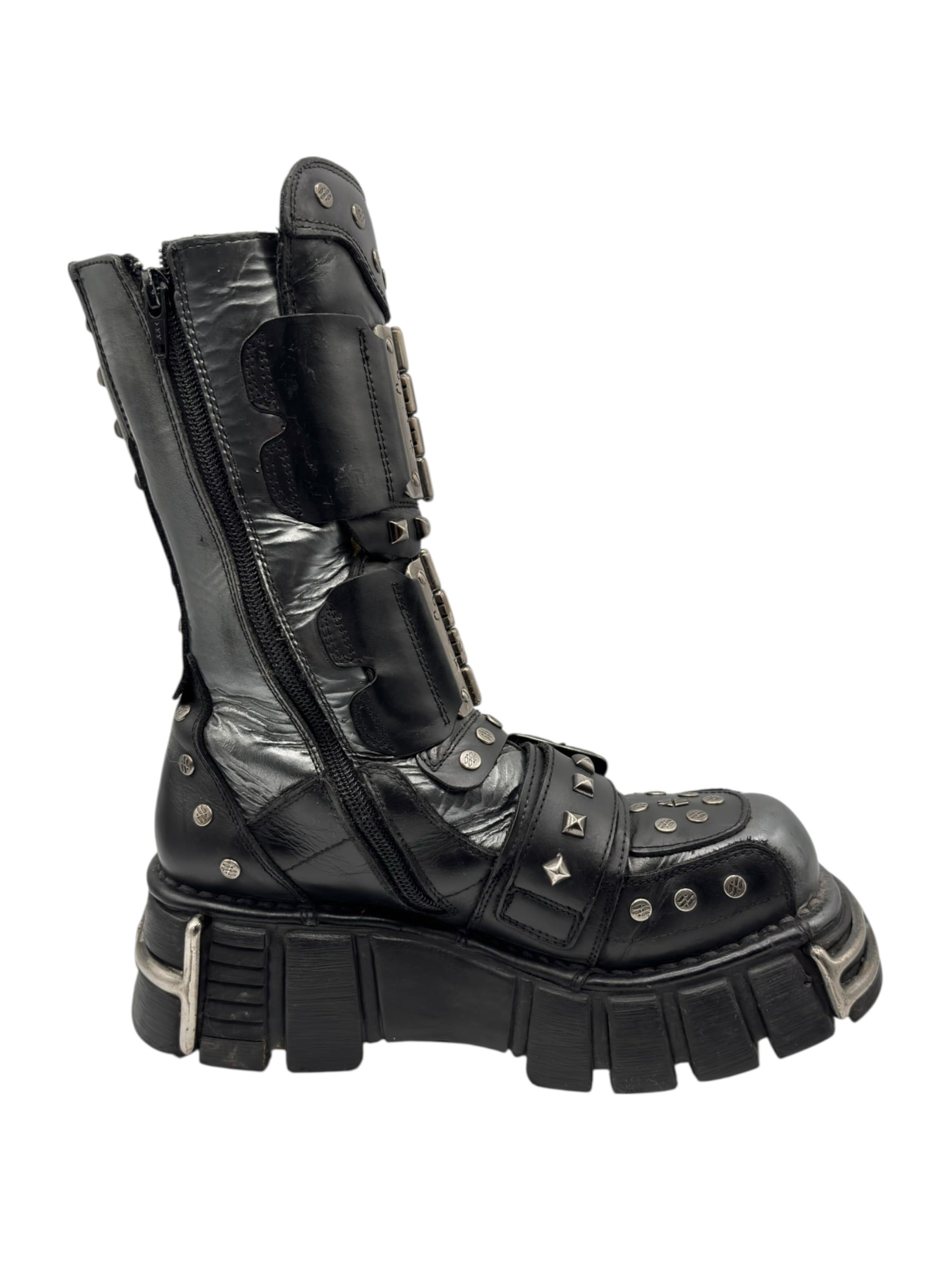 Vintage New Rock studded mid-calf platform boots size 39