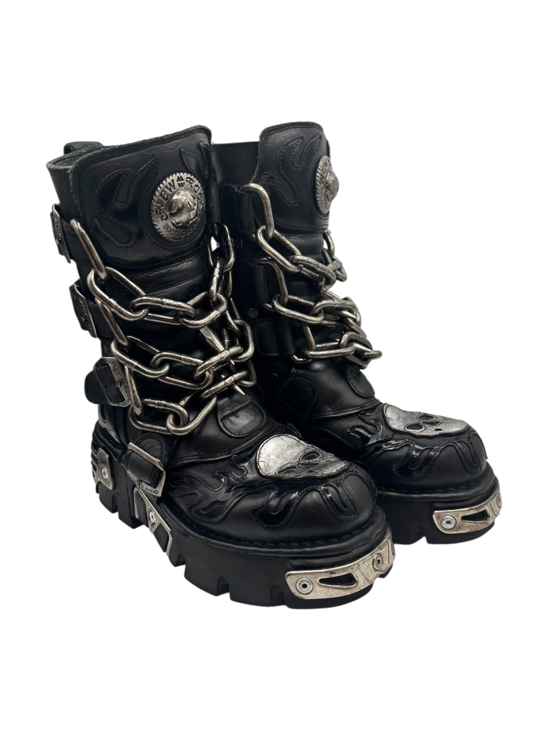 Vintage New Rock M-727-S1 chained leather boots size 36