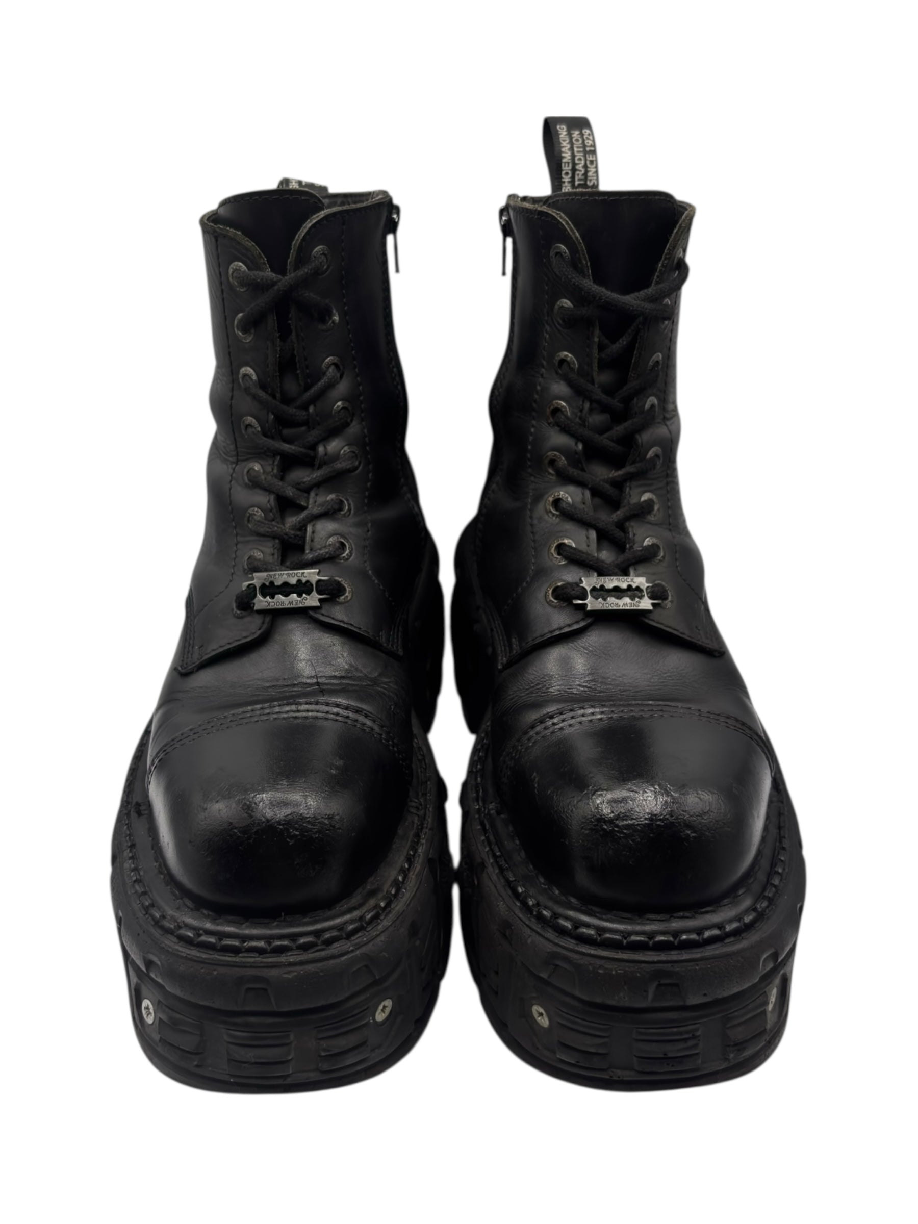 New Rock techno lace-up leather platform boots size 41