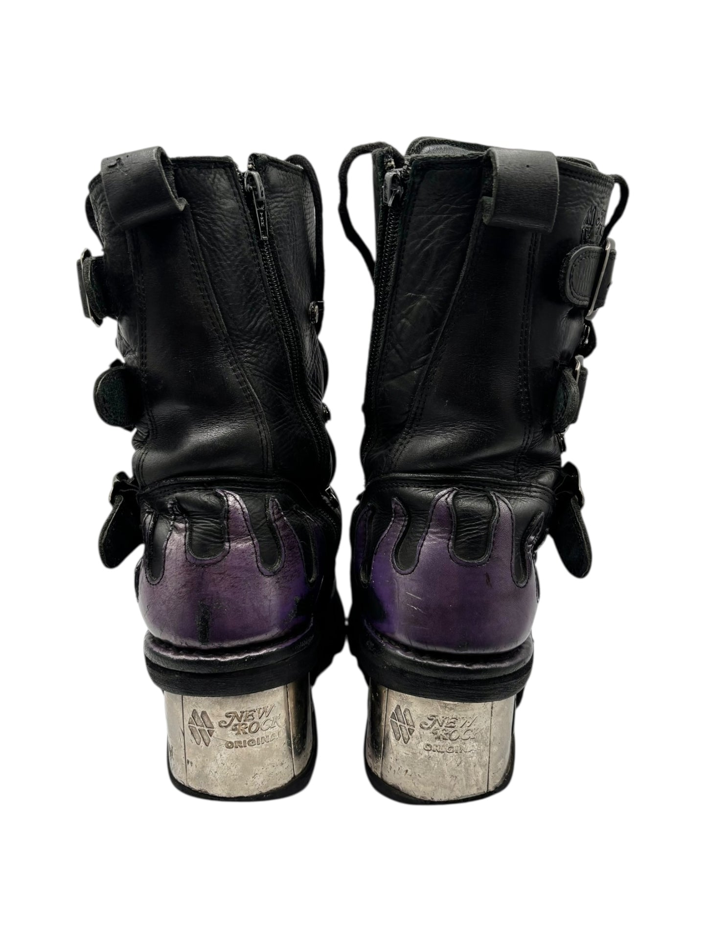 Vintage New Rock purple dragon mid-calf leather boots size 38
