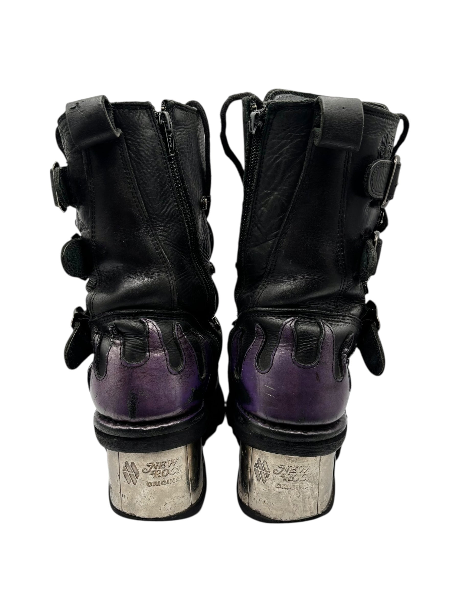 Vintage New Rock purple dragon mid-calf leather boots size 38
