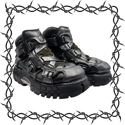 Vintage New Rock grey trailer platform boots size 45