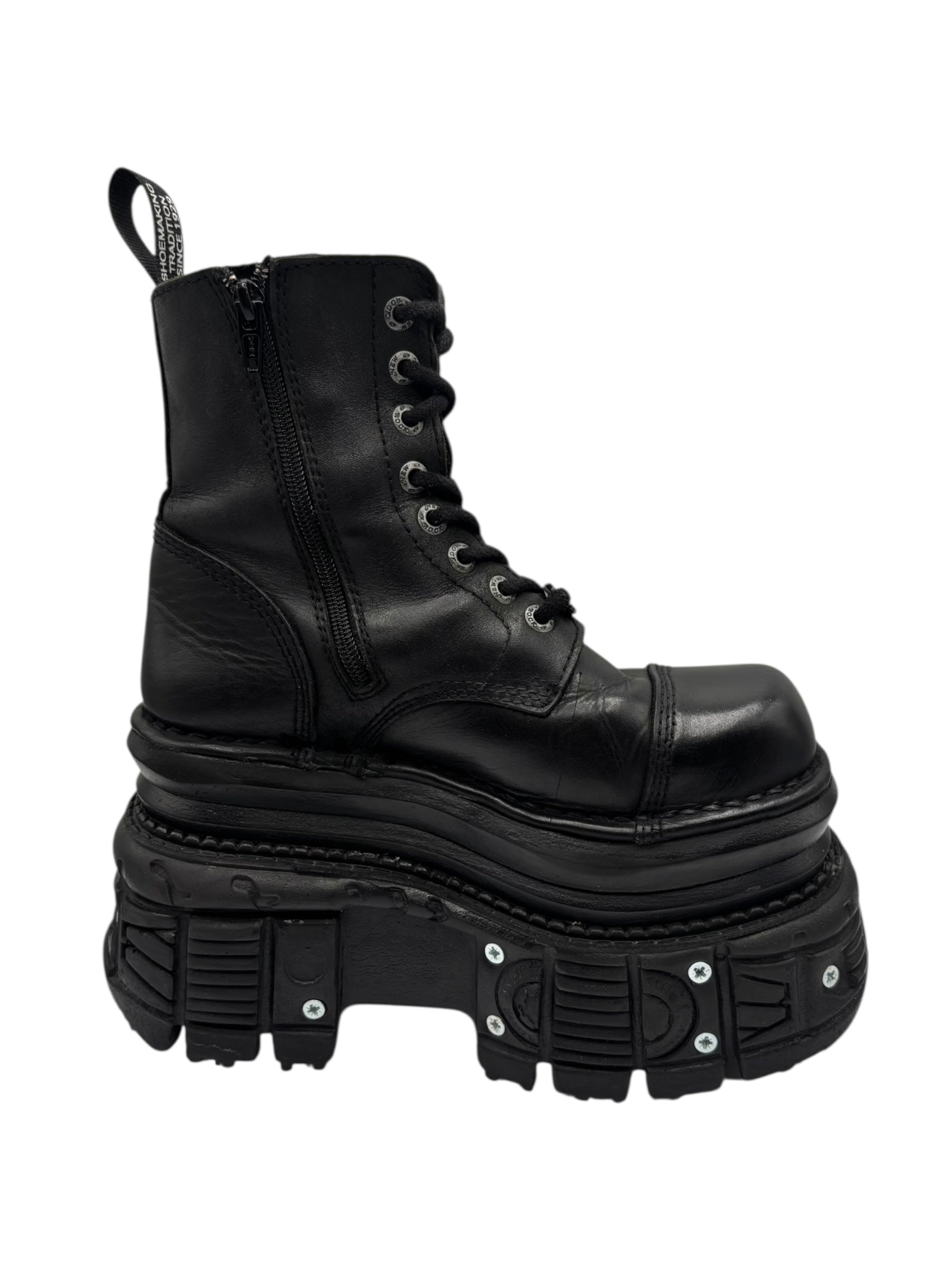 Vintage New Rock mega platform techno leather boots size 36