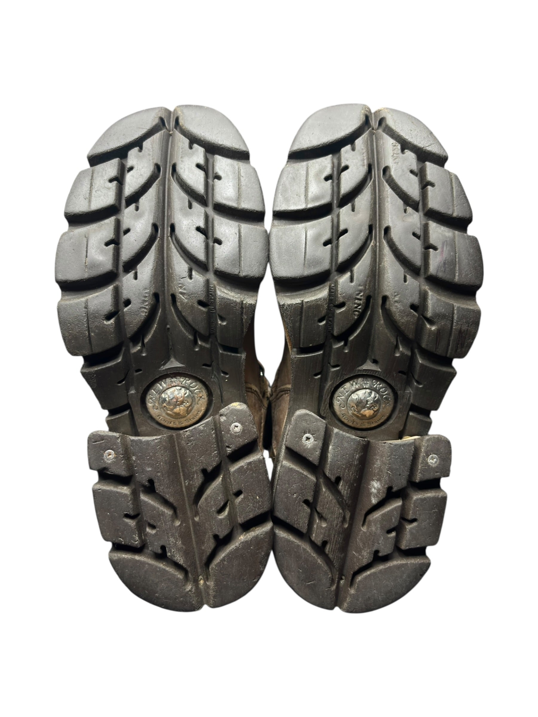 Vintage New Rock beige leather biker boots size 40