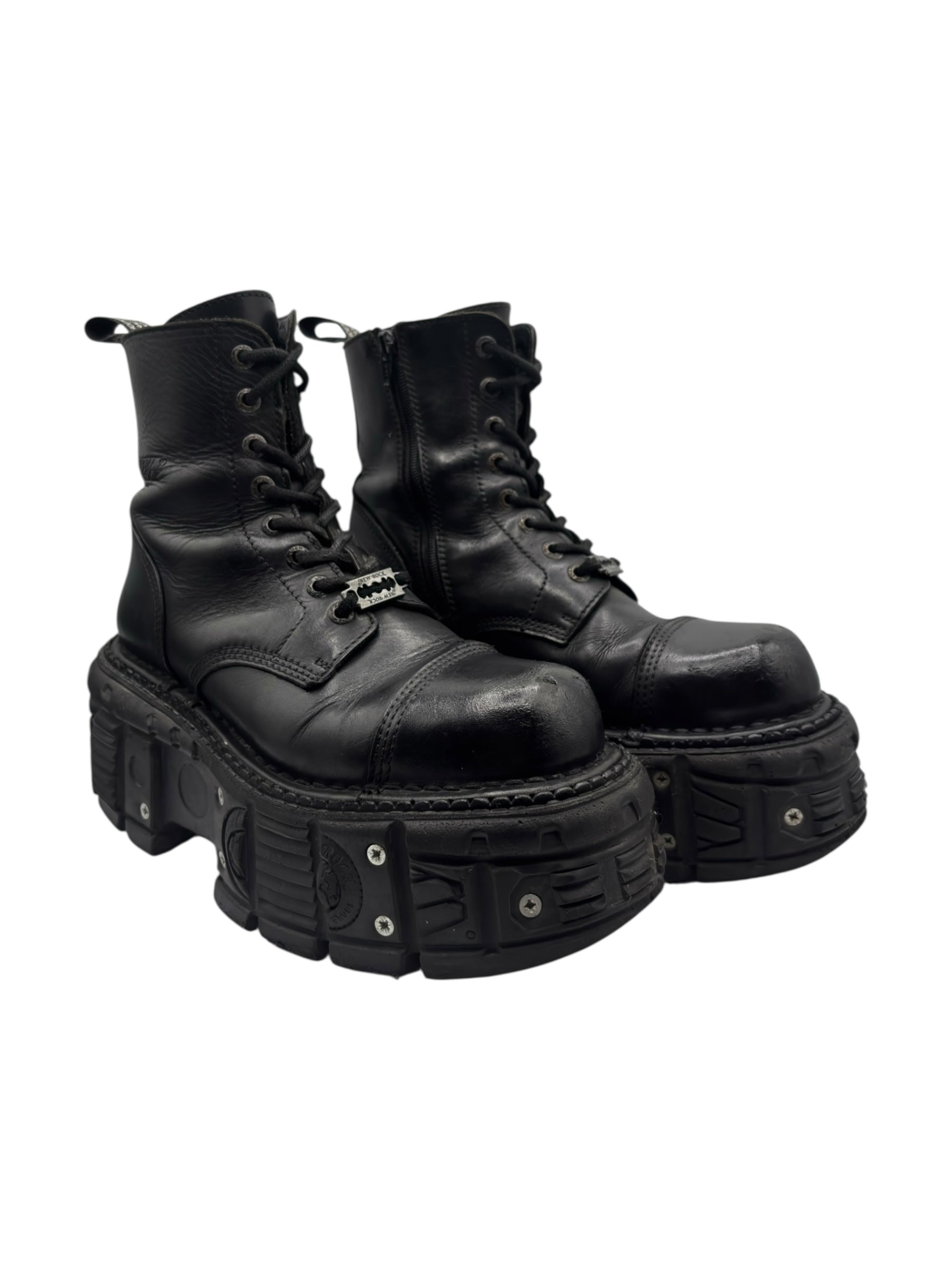 New Rock techno lace-up leather platform boots size 41