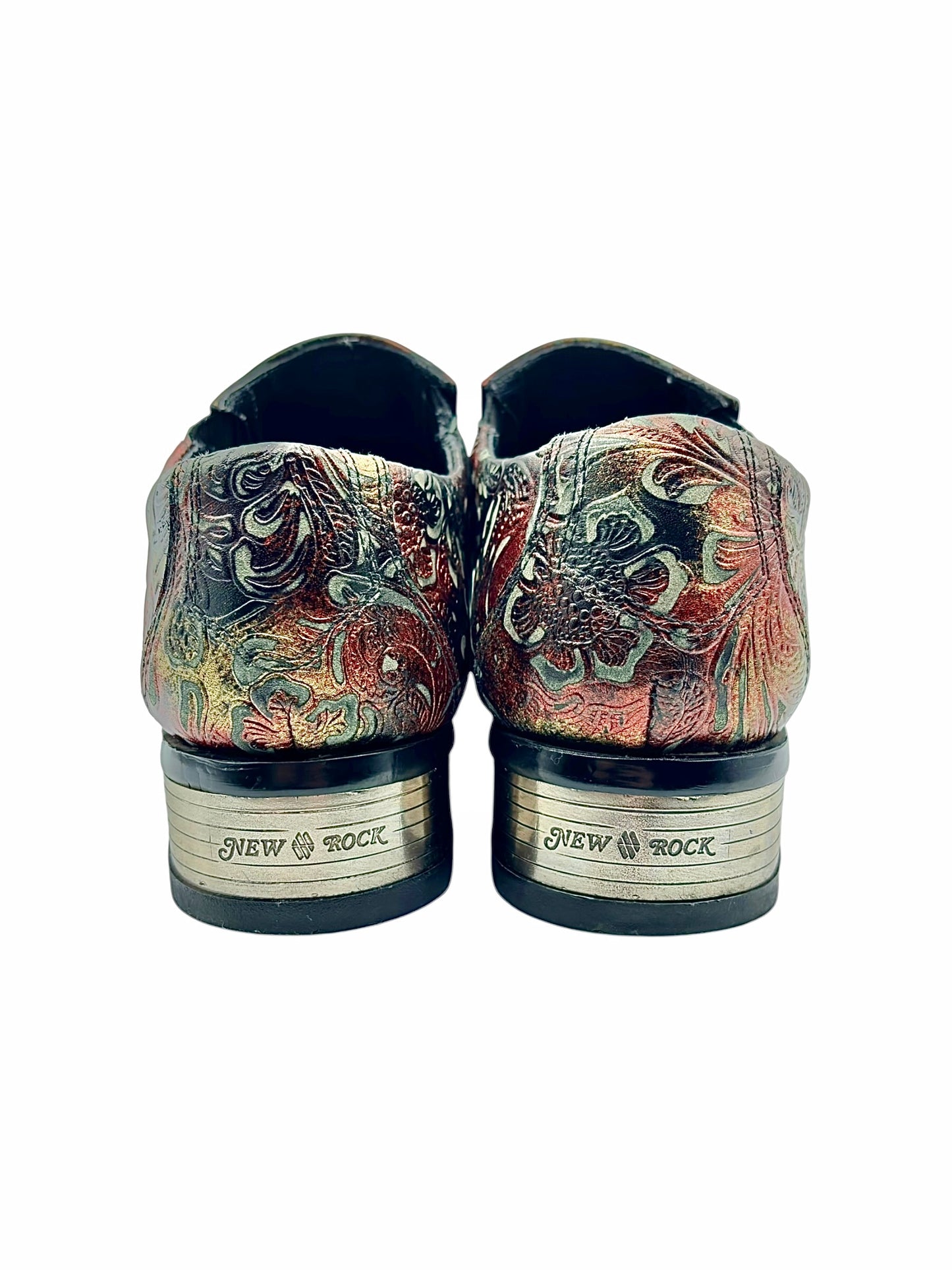 Vintage New Rock patterned leather cowboy boots. size 42