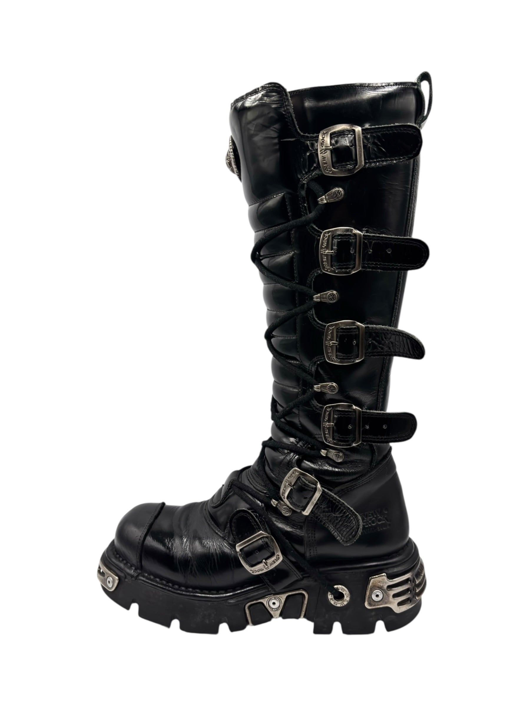 Vintage New Rock knee high reactor leather boots size 42