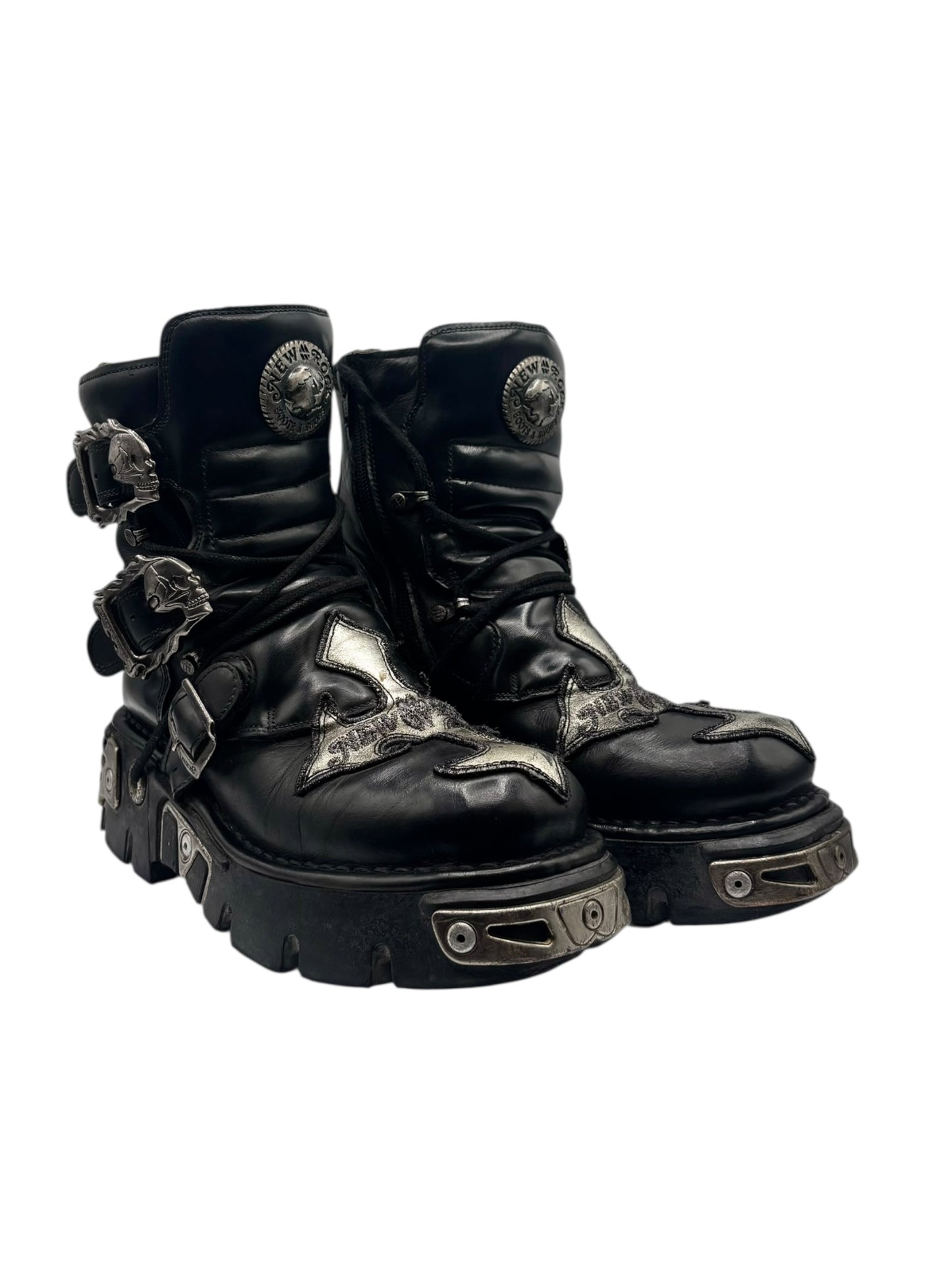 Vintage New Rock cross reactor leather platform boots size 39