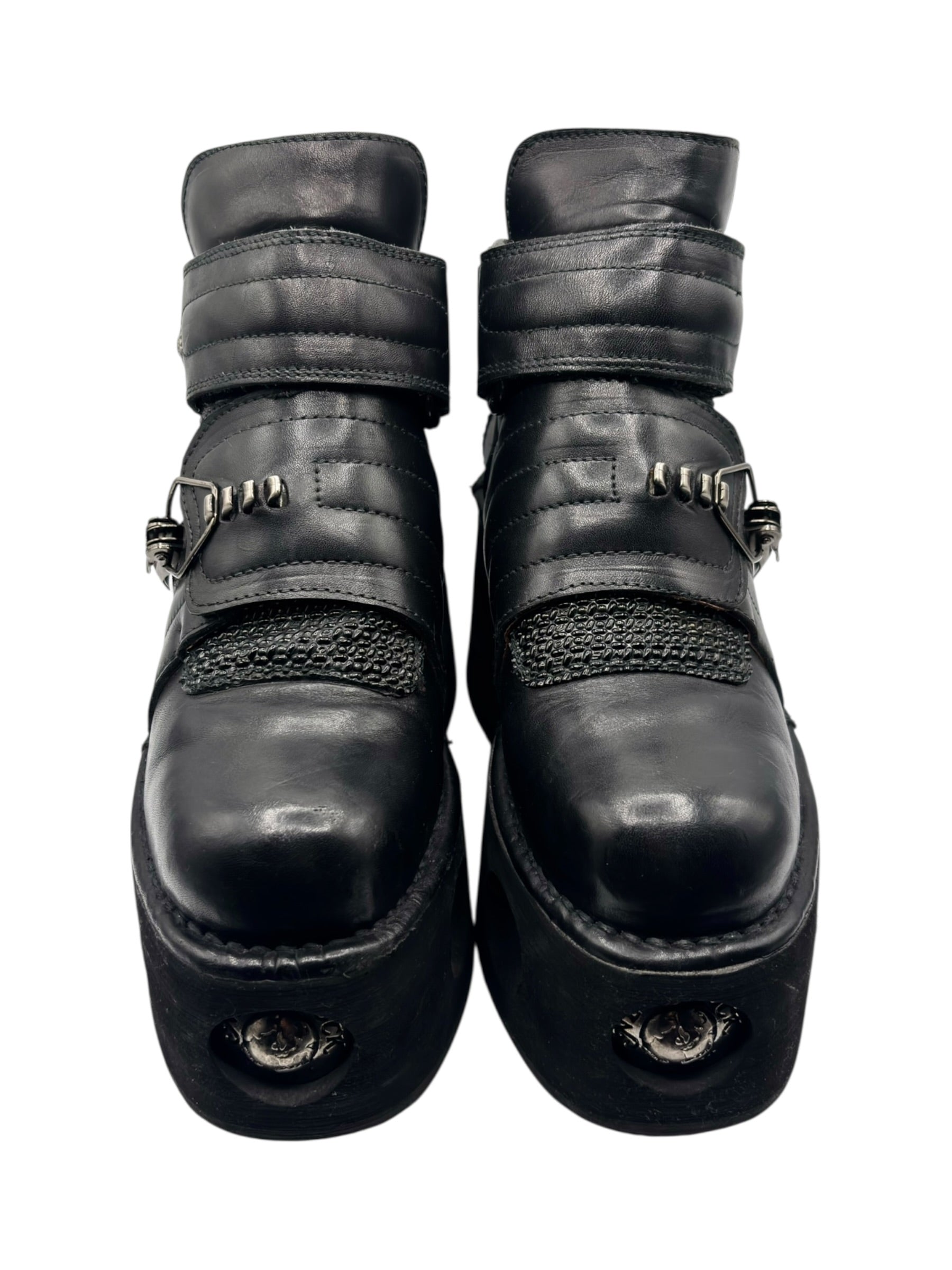 Vintage New Rock neptuno metal clasp platform boots size 42