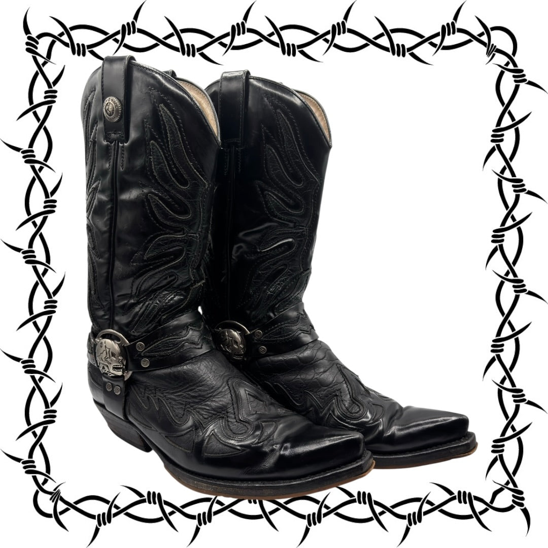 Vintage New Rock flame leather cowboy boots size 42