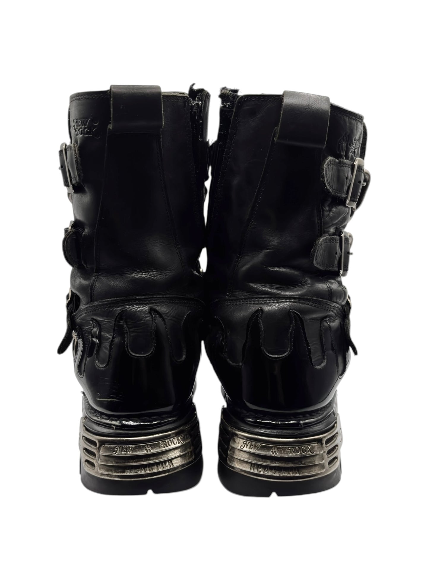 Vintage New Rock chained skull leather boots