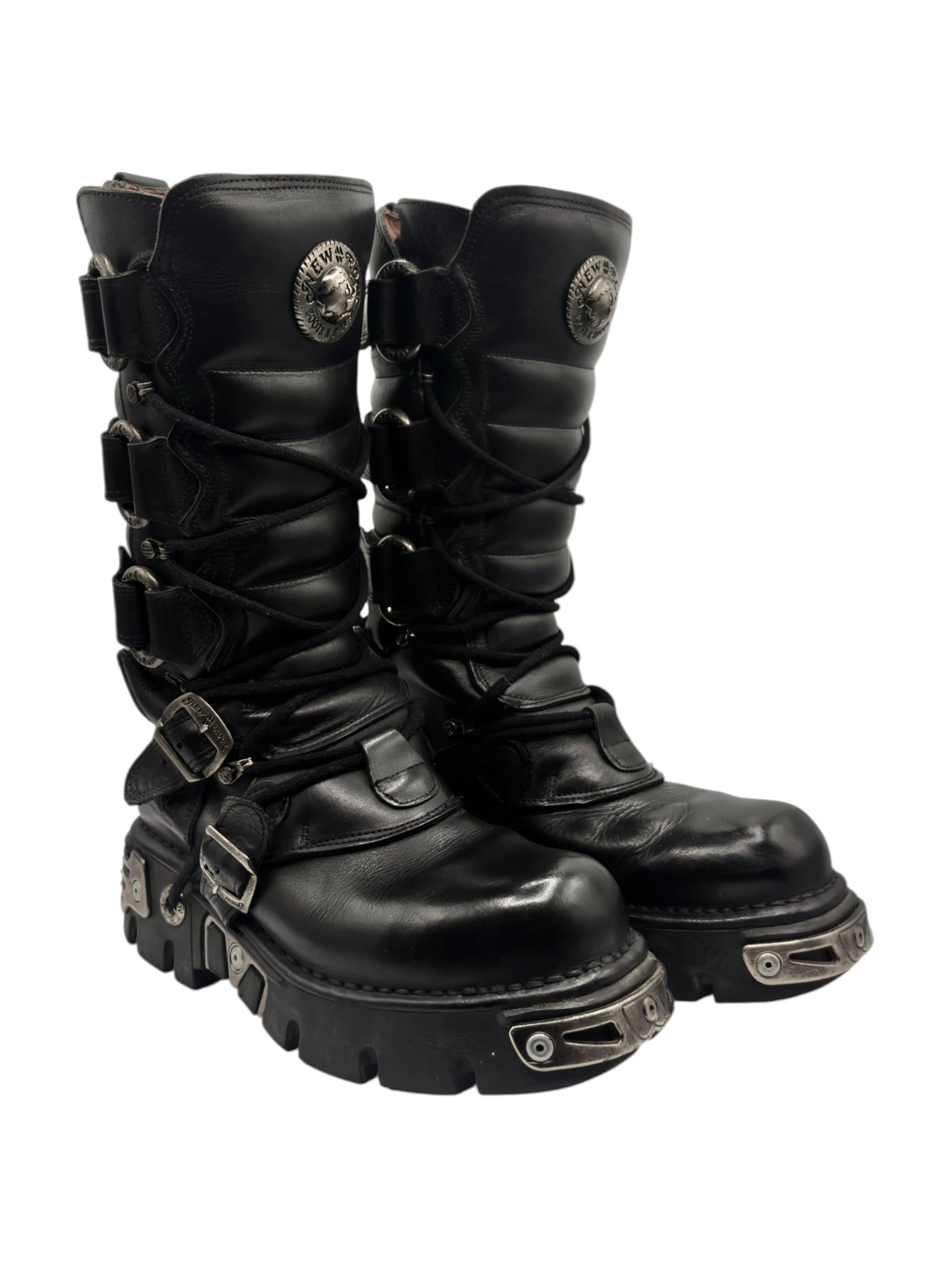 Vintage New Rock knee high reactor leather boots size 41