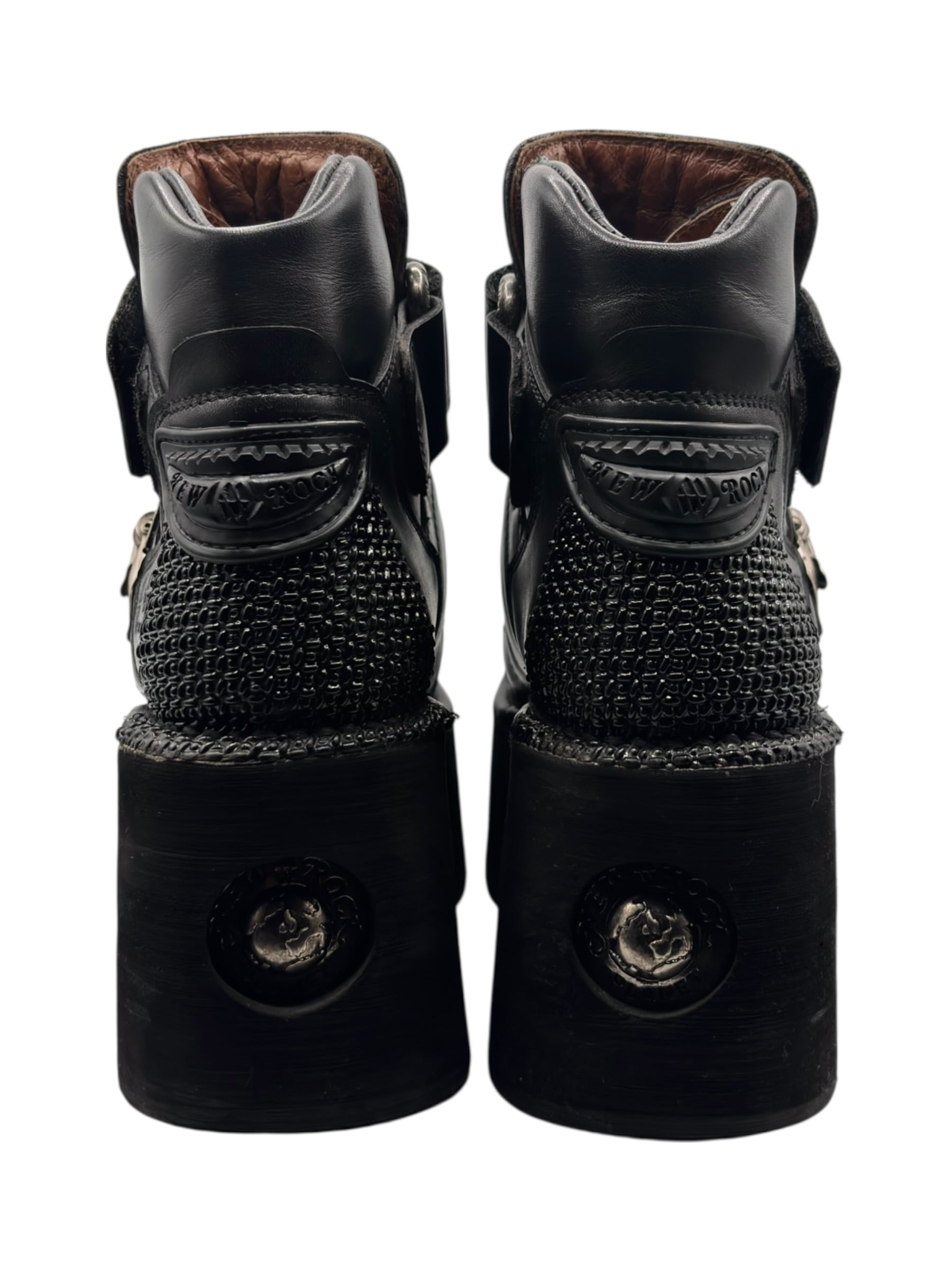 Vintage New Rock neptuno metal clasp platform boots size 42