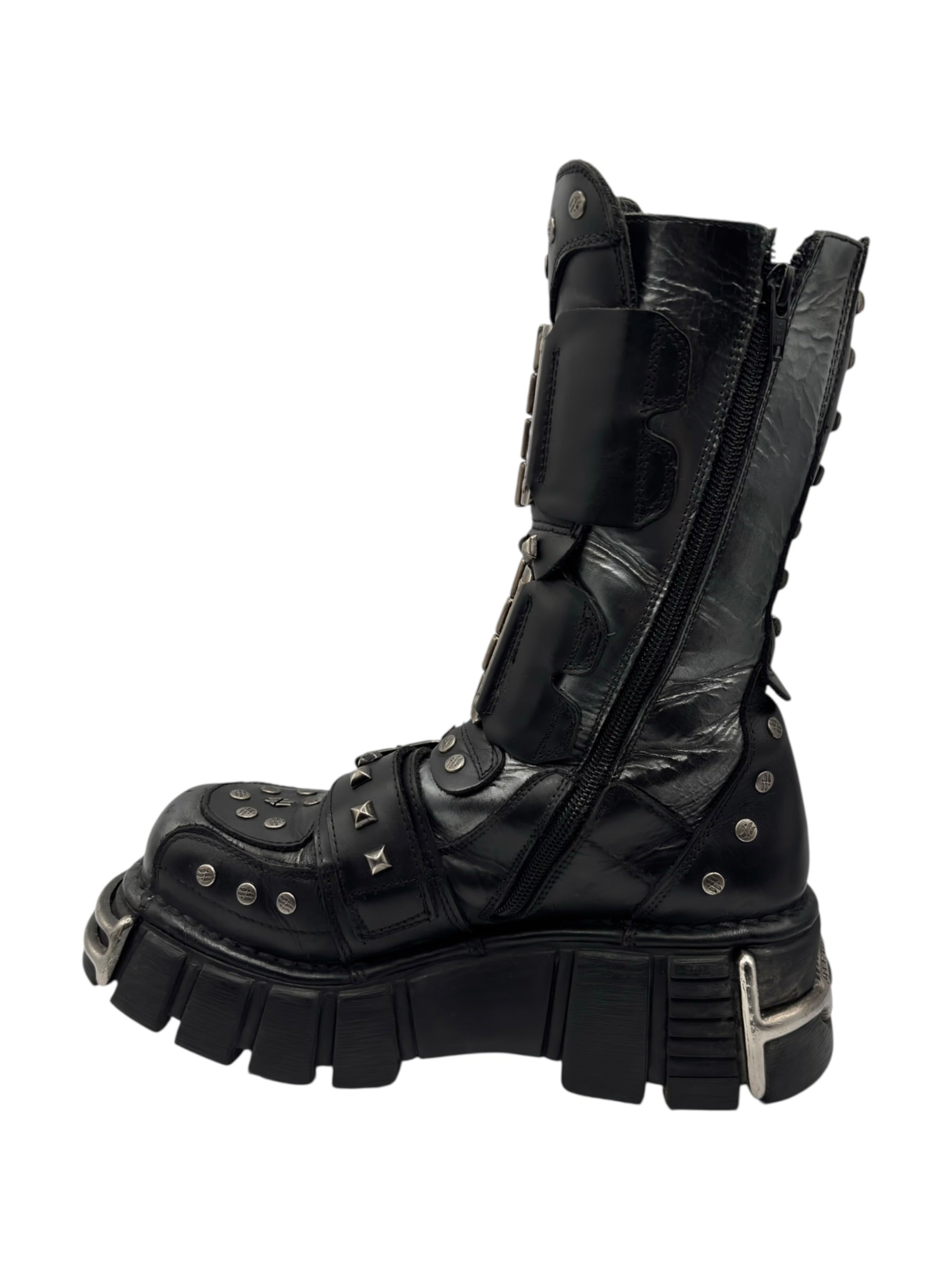 Vintage New Rock studded mid-calf platform boots size 39