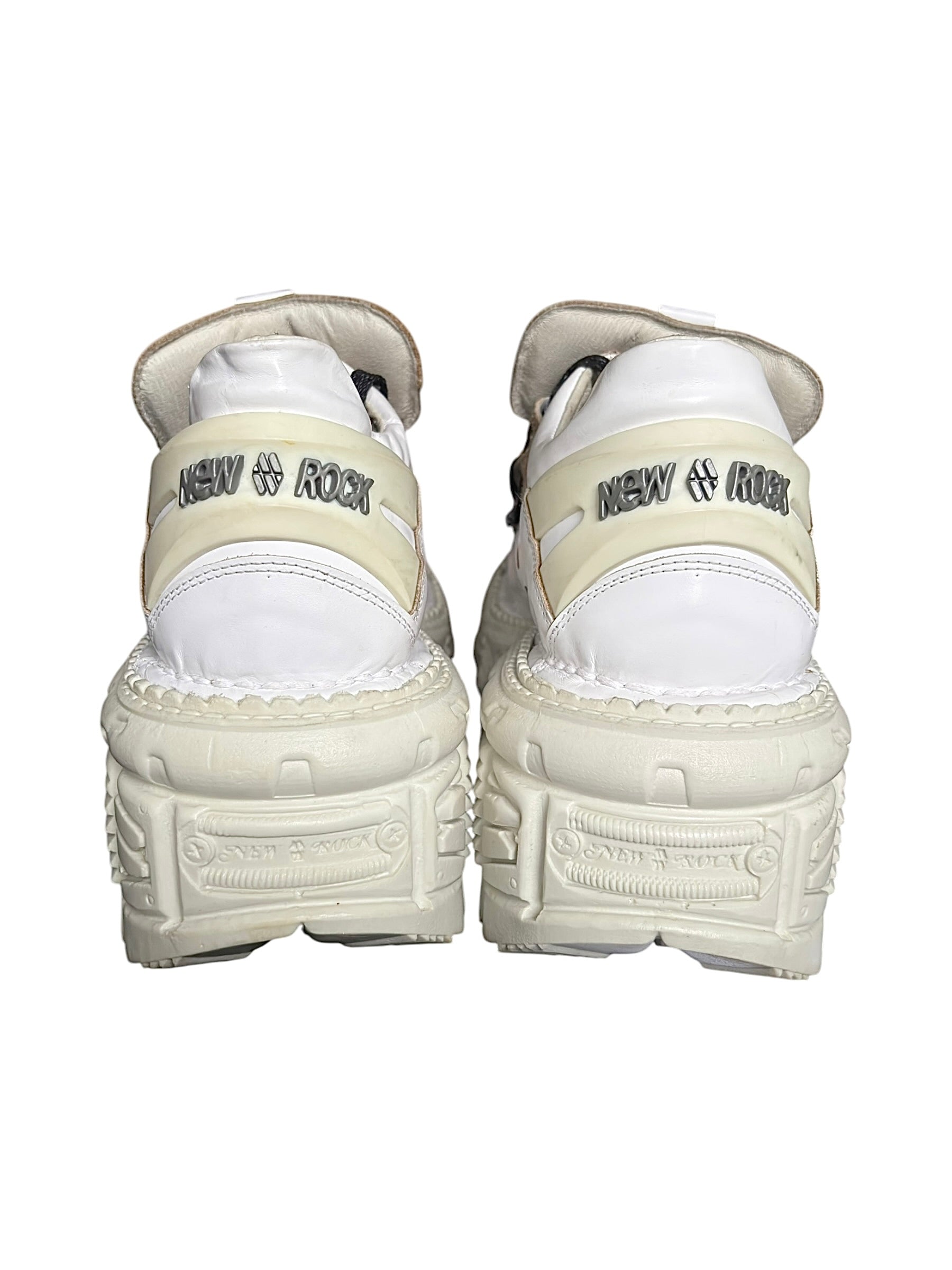 New Rock white M-TANK leather platform boots size 45