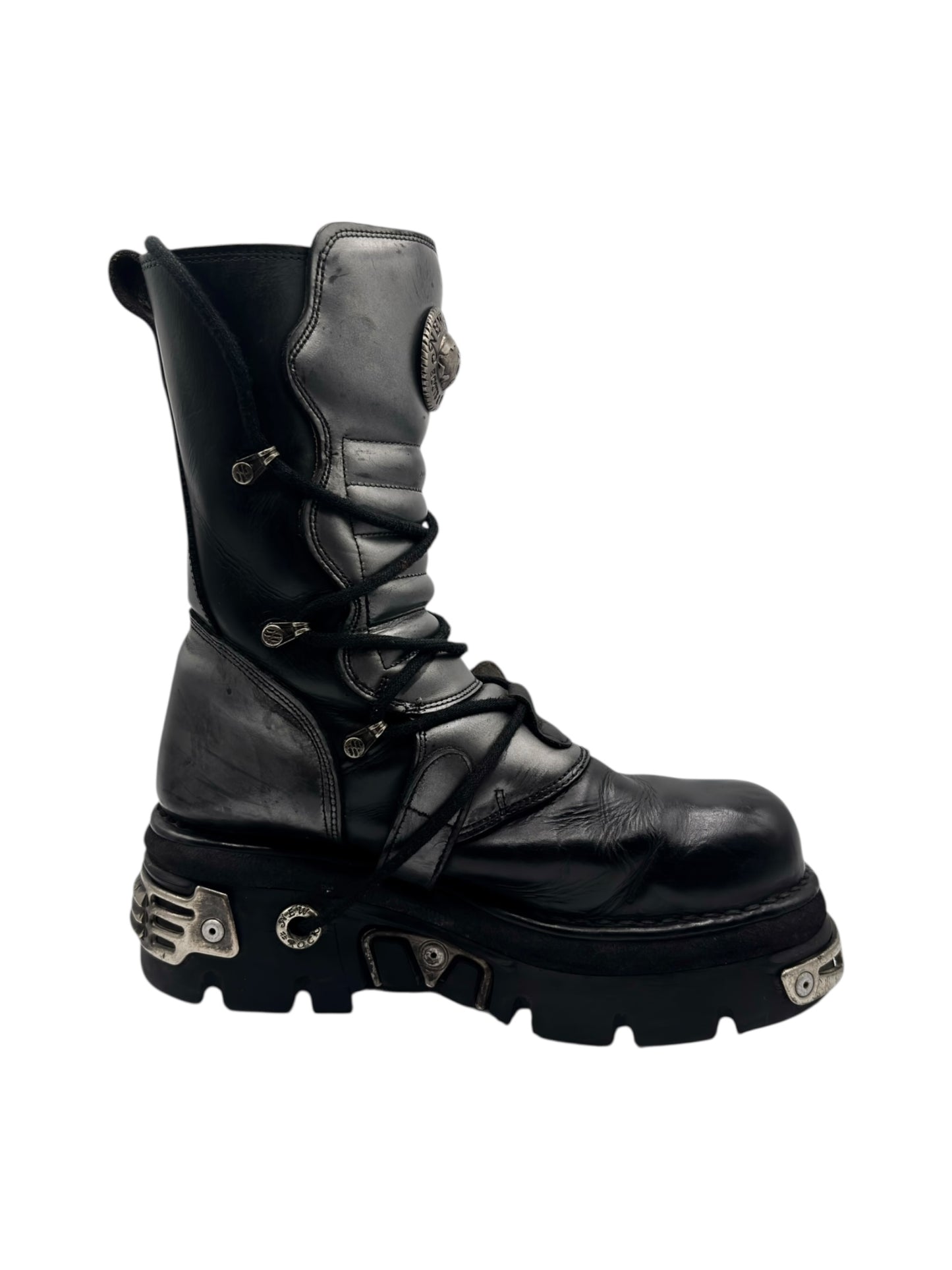 Vintage New Rock grey mid-calf leather reactor boots size 42