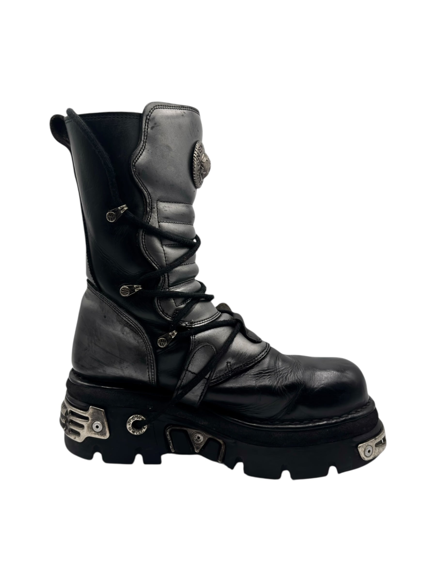 Vintage New Rock grey mid-calf leather reactor boots size 42