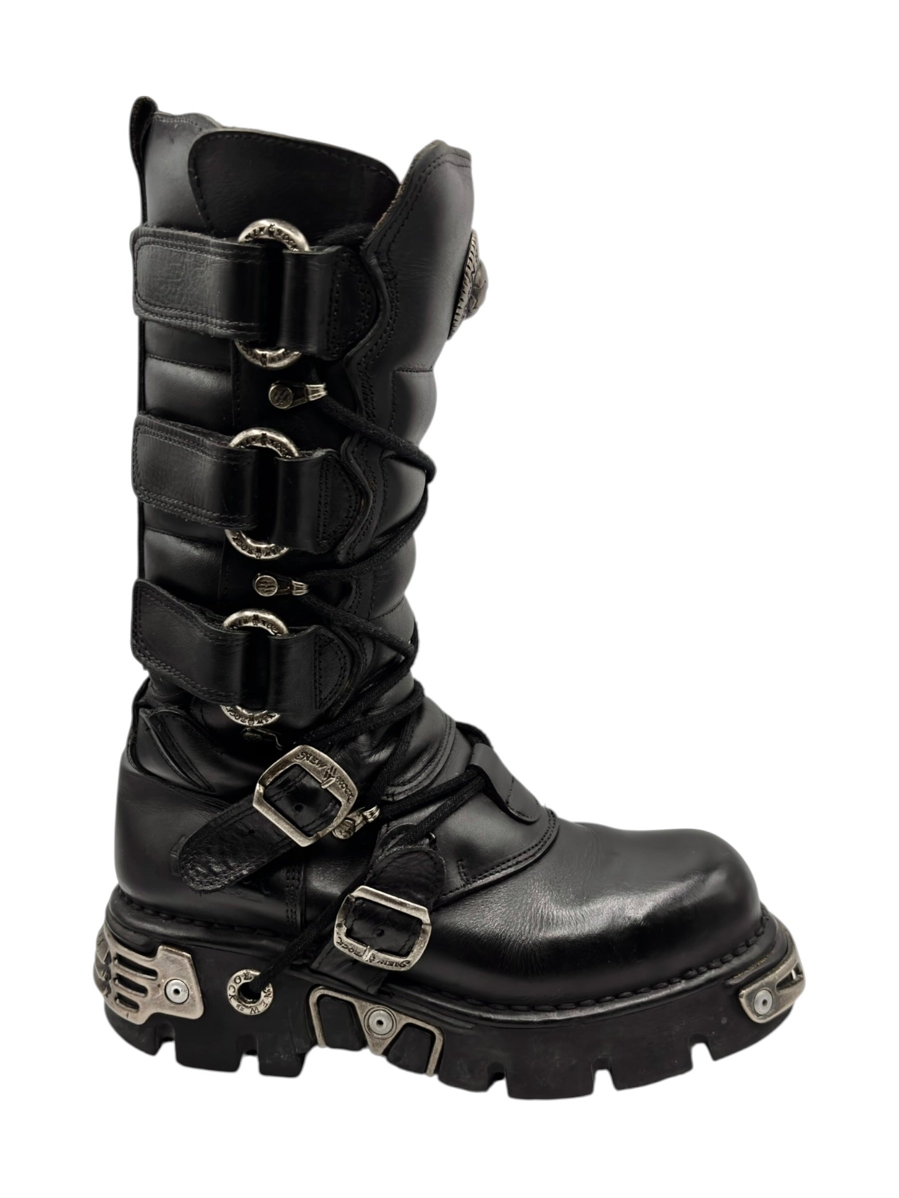 Vintage New Rock knee high reactor leather boots size 41