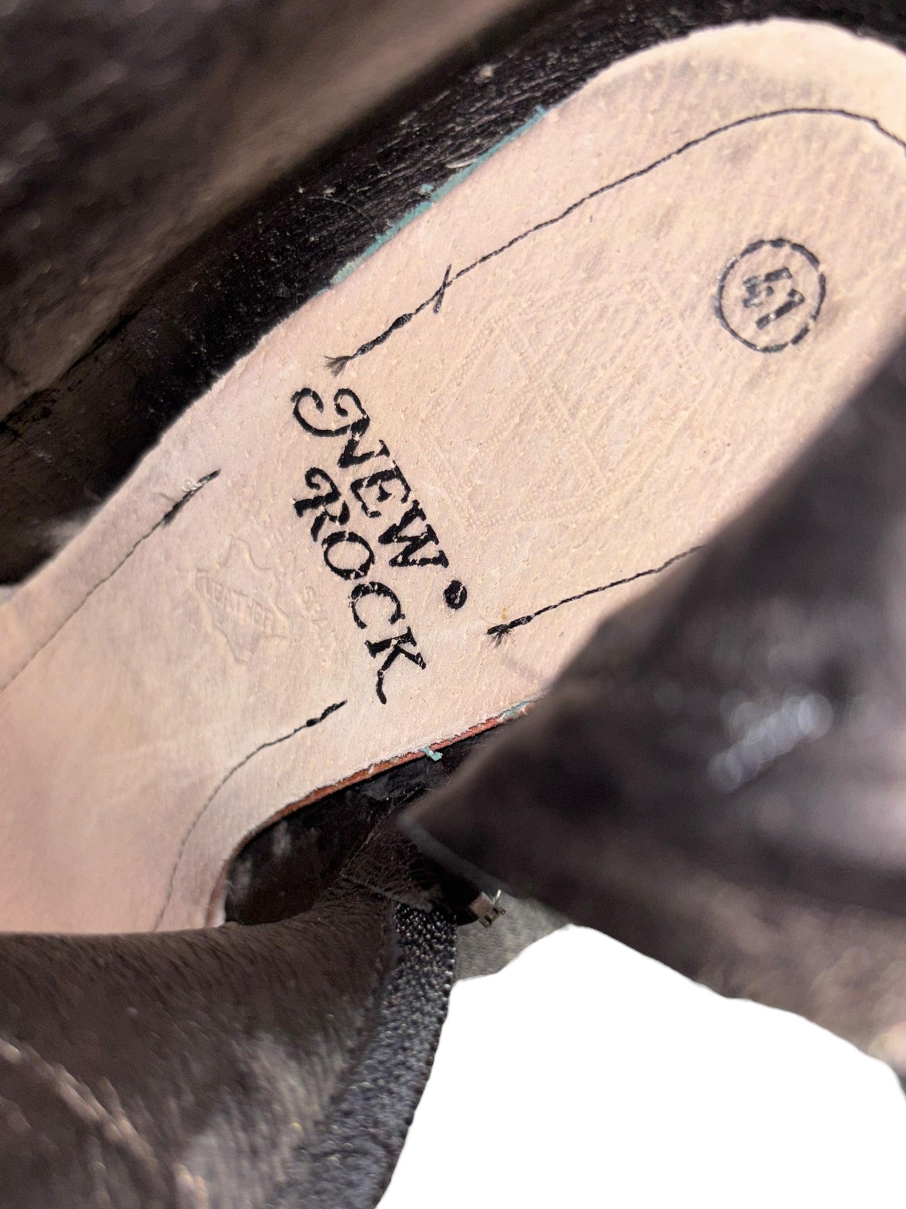 Vintage New Rock ruby mid-calf leather biker heels size 41