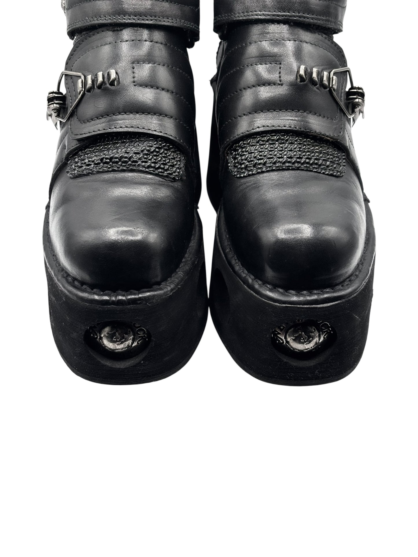 Vintage New Rock neptuno metal clasp platform boots size 42