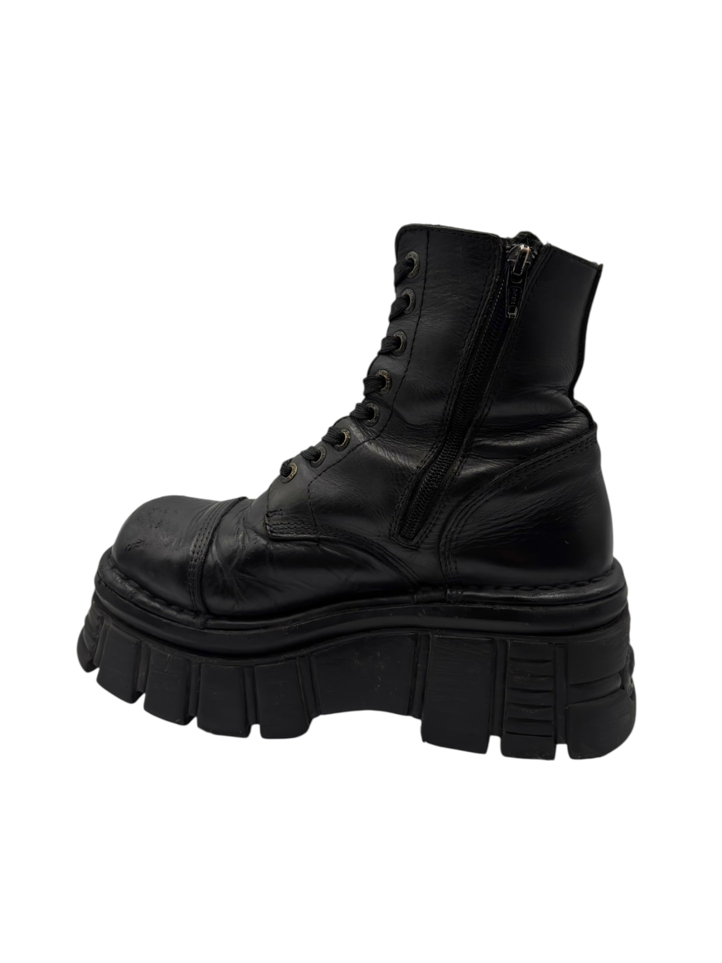 New Rock mili lace-up leather platform boots size 37