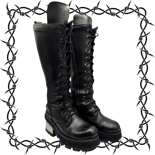 Vintage New Rock leather knee-high leather boots size 38