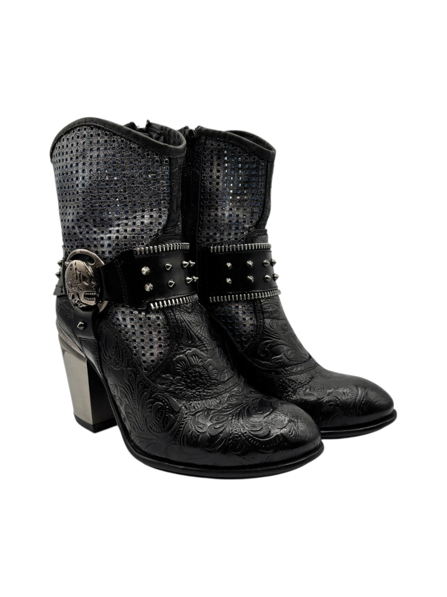 Vintage New Rock round/toe leather heels size 37