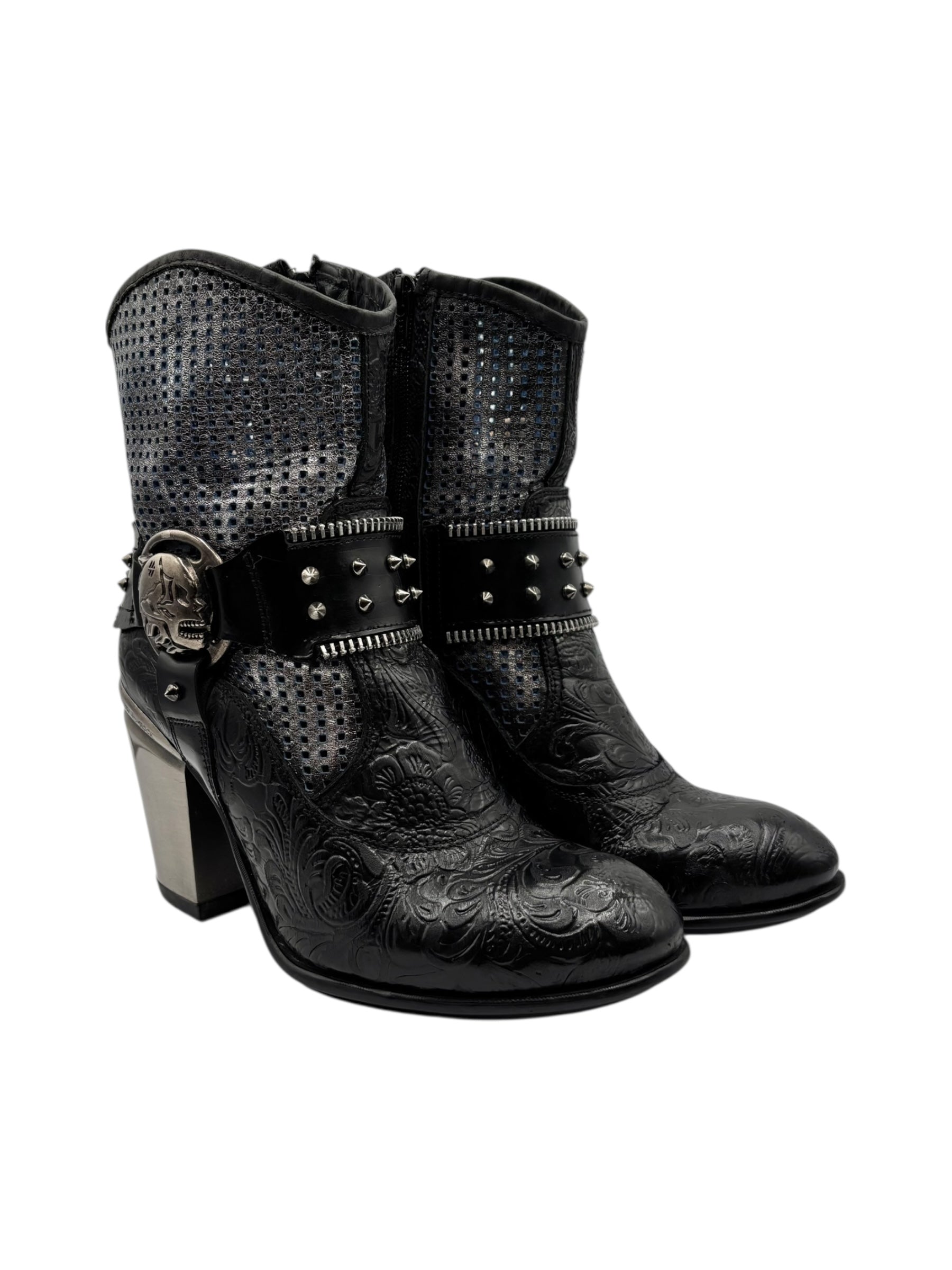 Vintage New Rock round/toe leather heels size 37