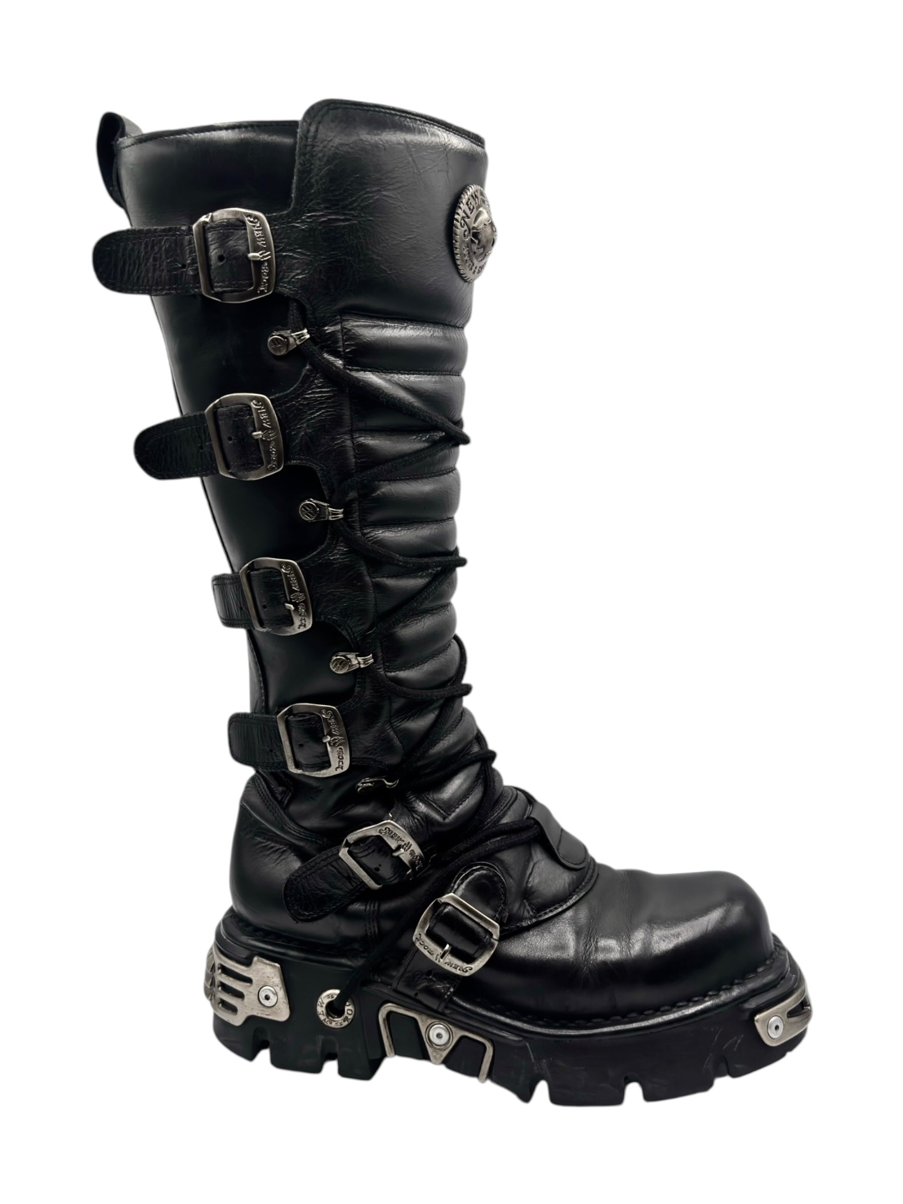 Vintage New Rock knee high reactor leather boots size 41