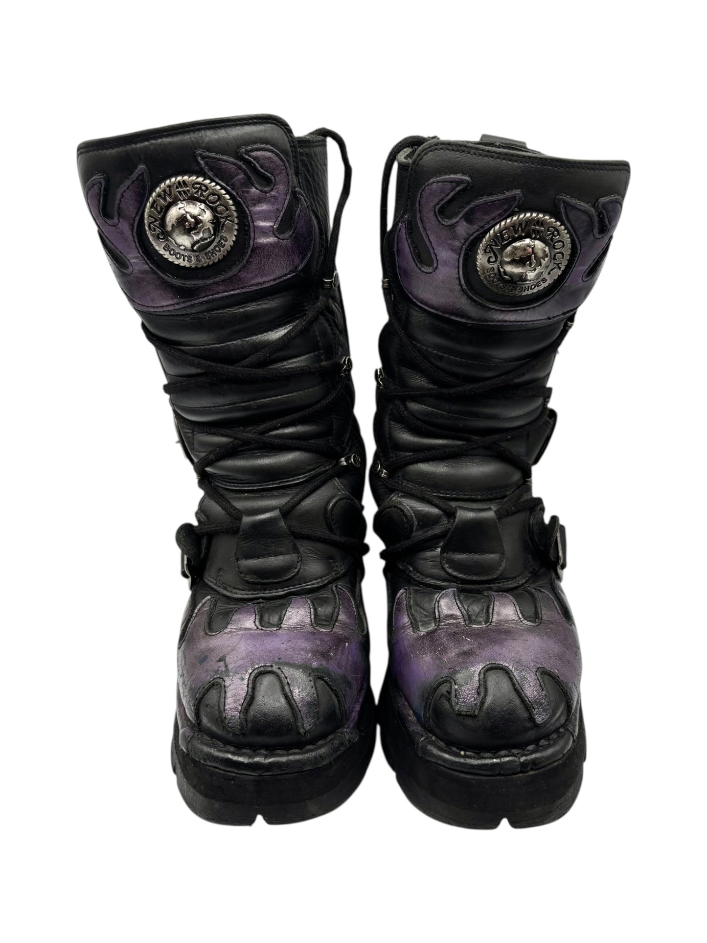 Vintage New Rock purple dragon mid-calf leather boots size 38