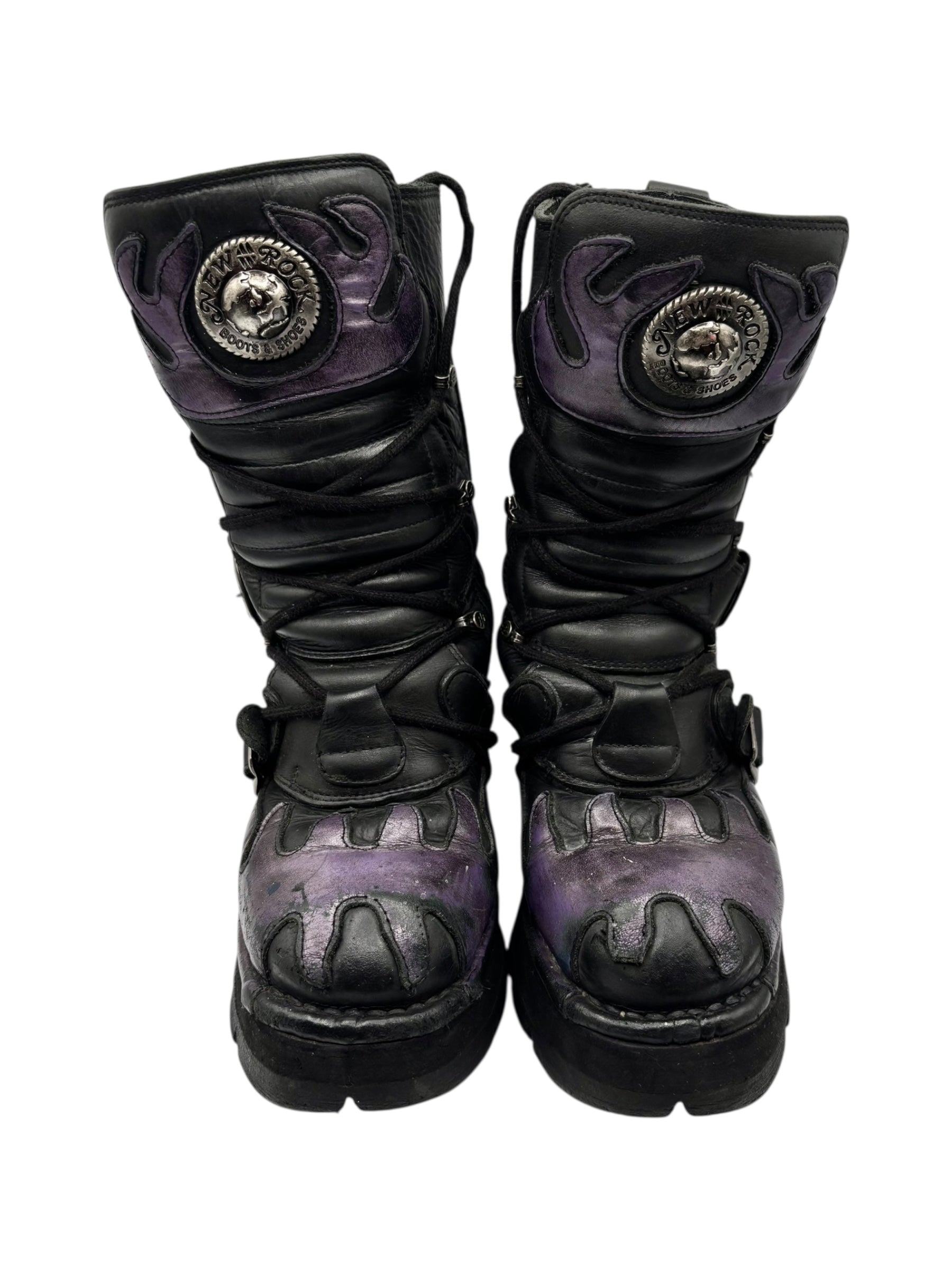 Vintage New Rock purple dragon mid-calf leather boots size 38