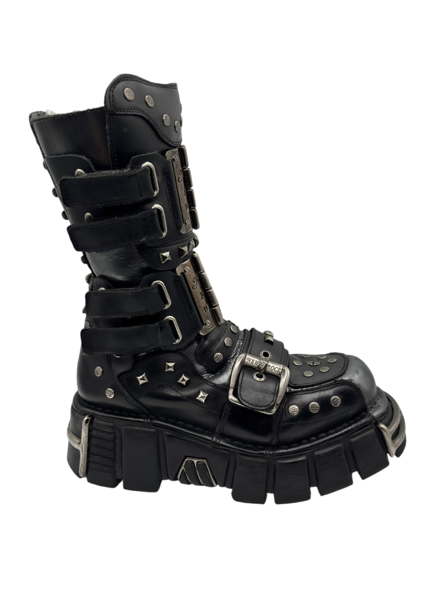 Vintage New Rock studded mid-calf platform boots size 39