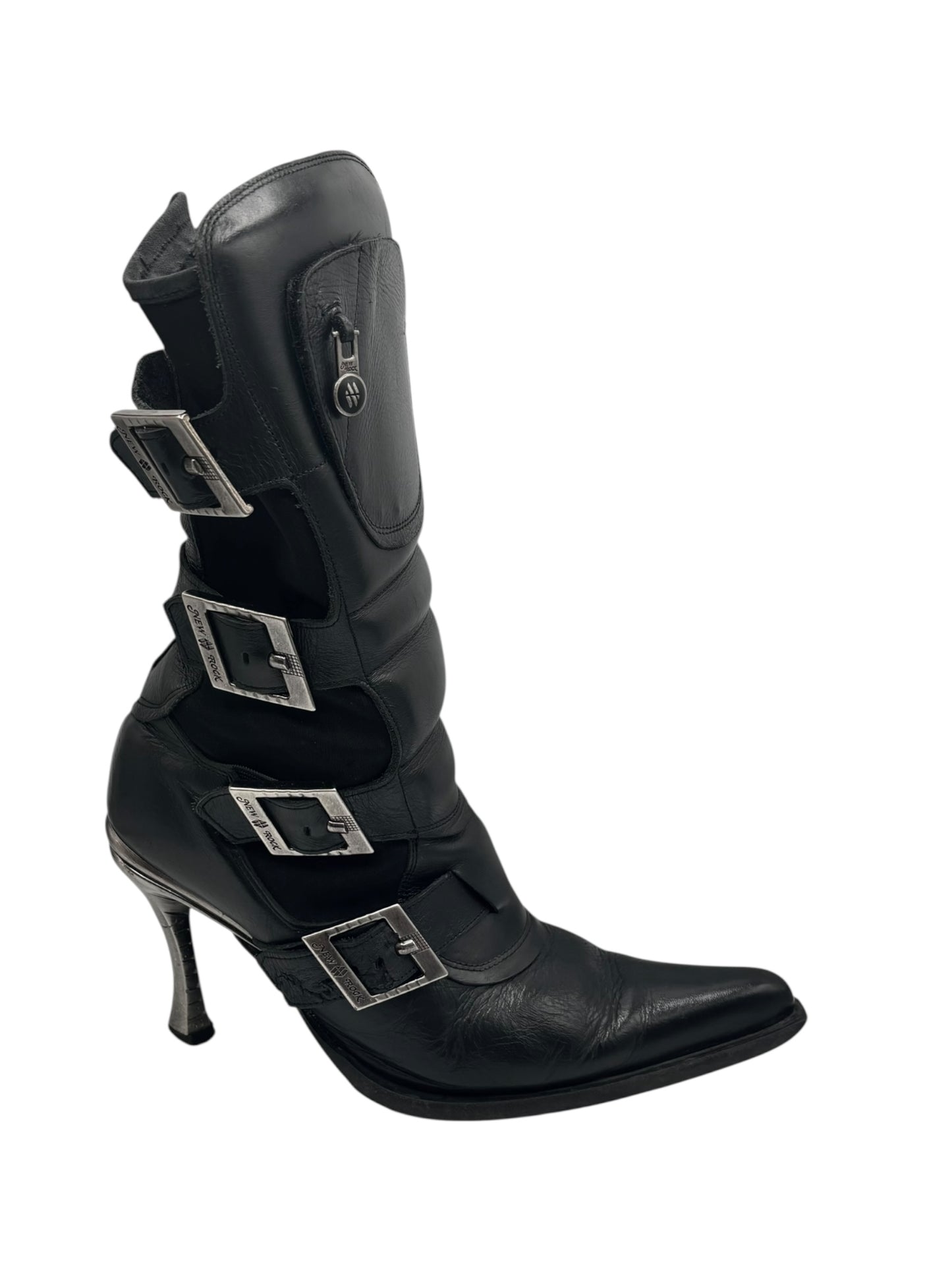 Vintage New Rock pointy biker heels size 40