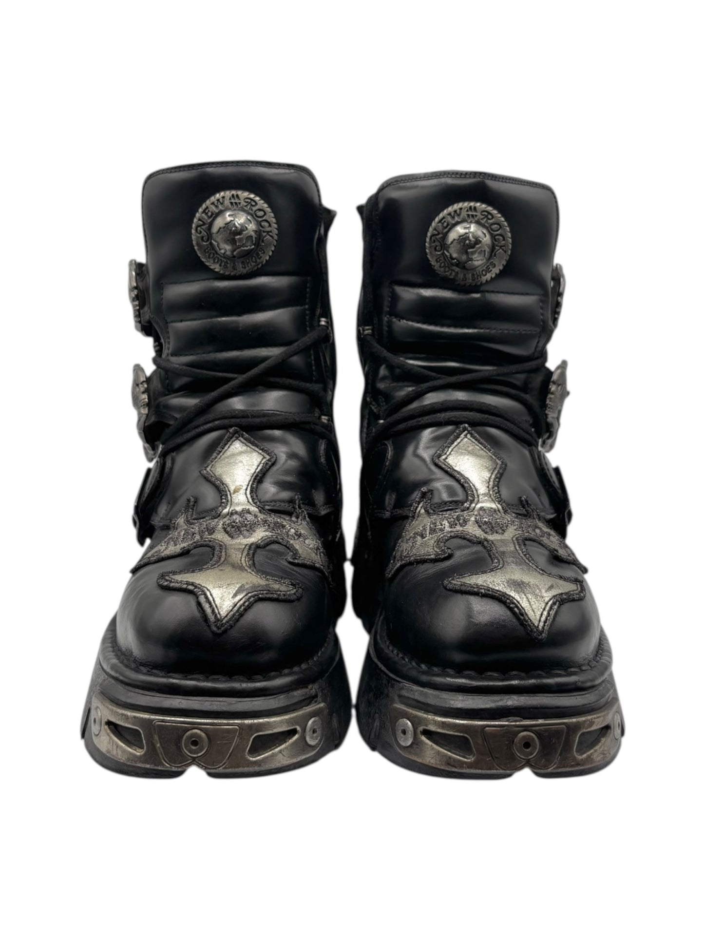 Vintage New Rock cross reactor leather platform boots size 39