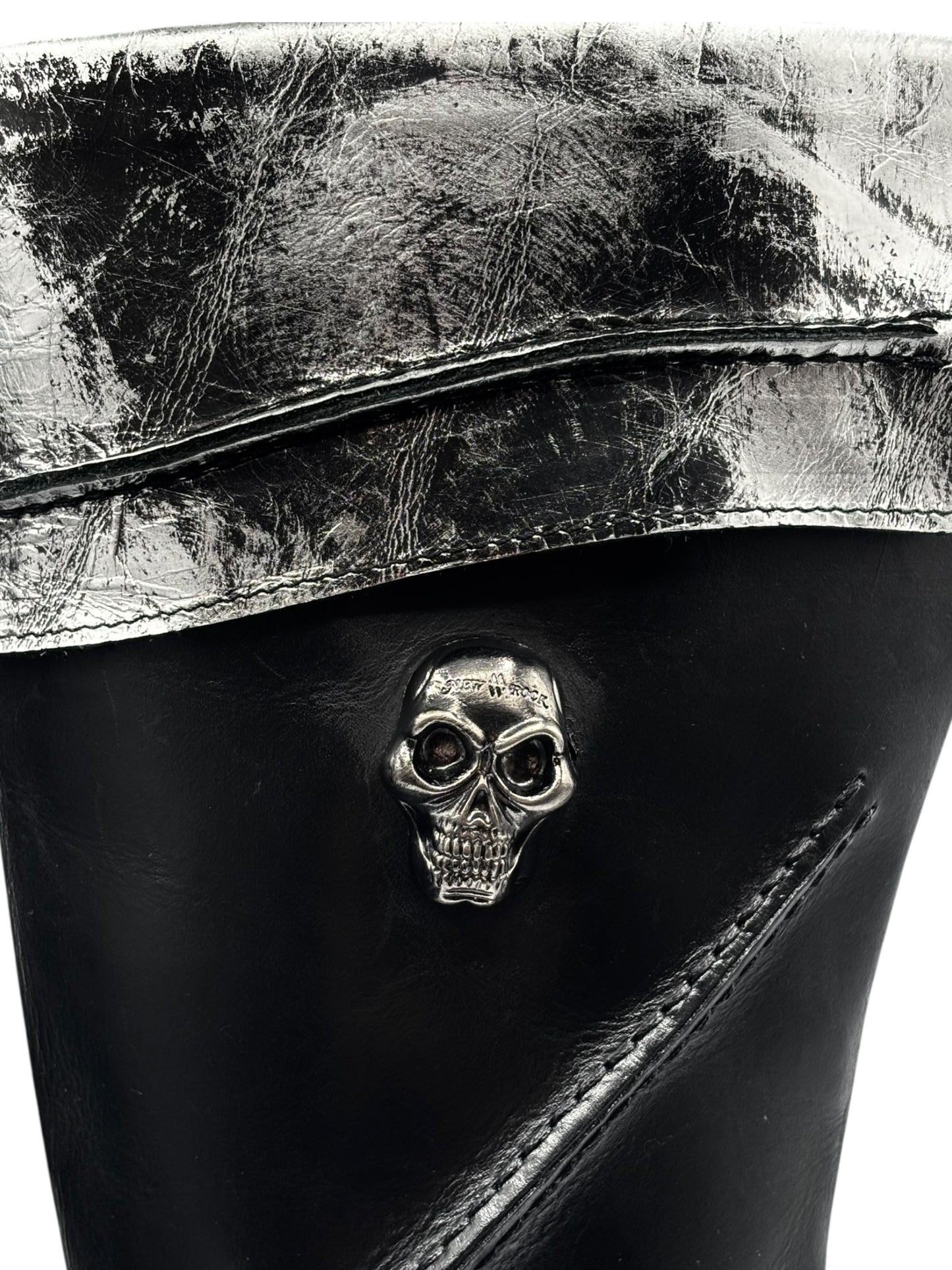 Vintage New Rock knee high round toe leather boots size 38