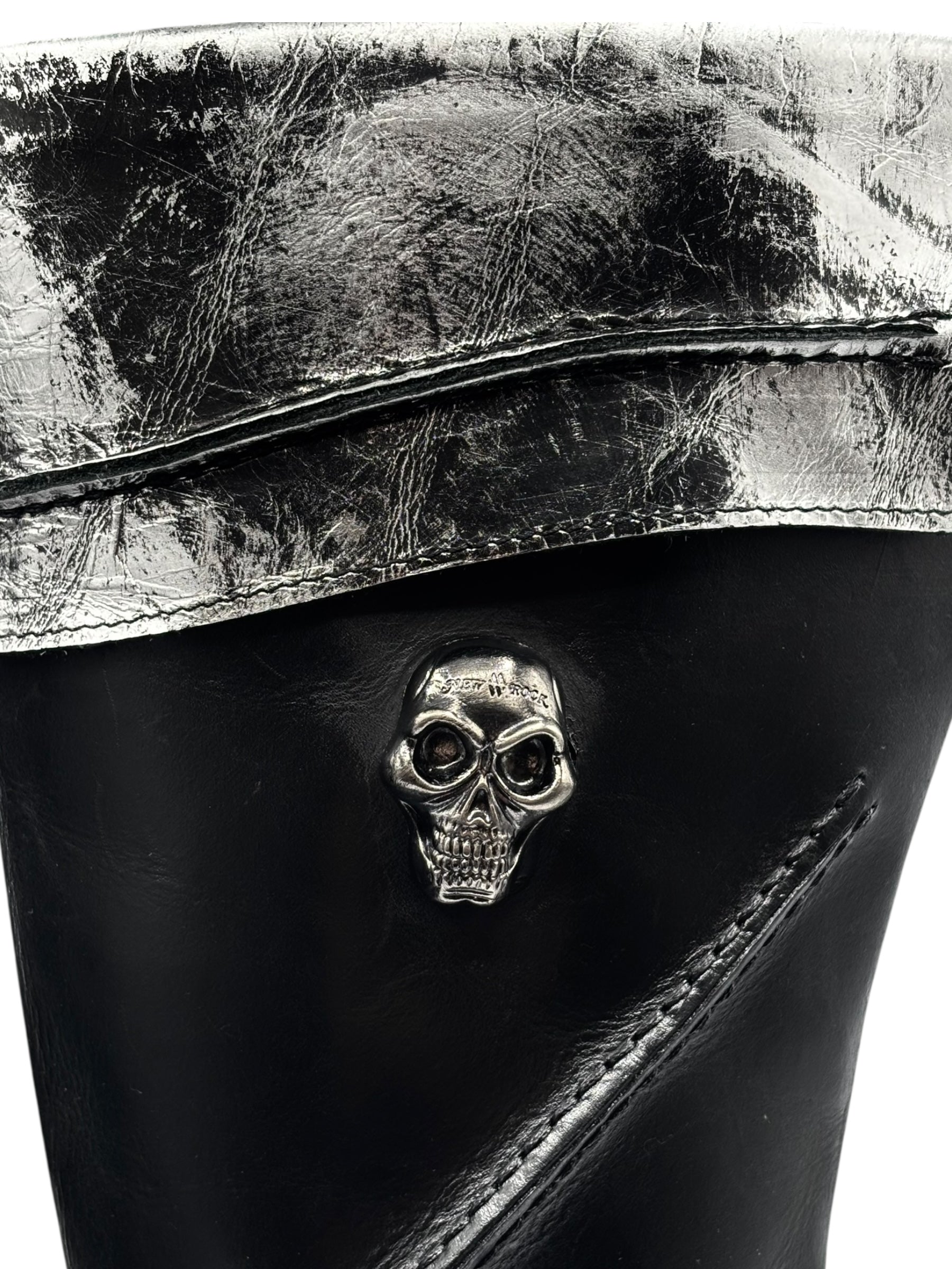 Vintage New Rock knee high round toe leather boots size 38