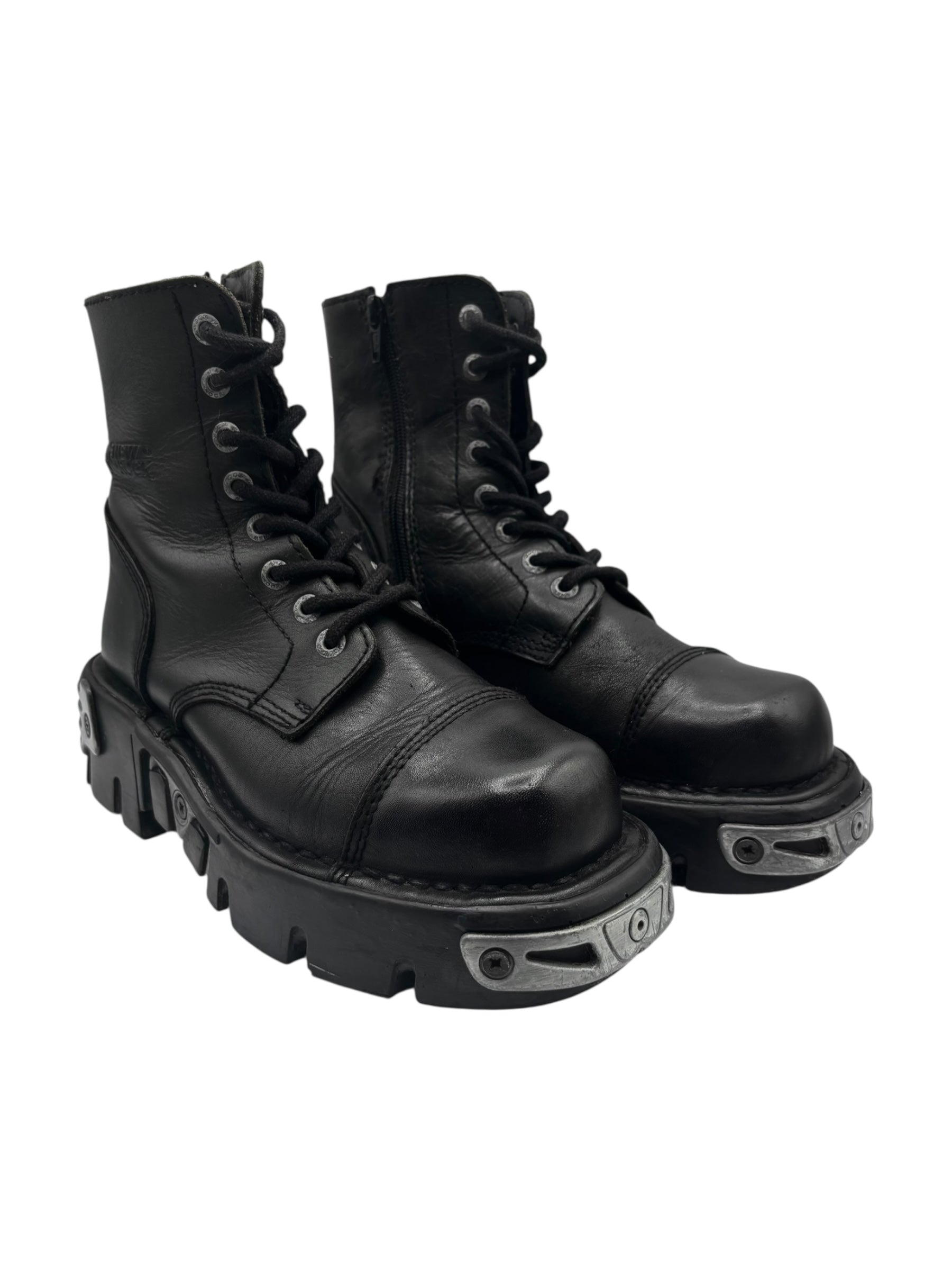 New Rock mili lace-up leather platform boots size 38