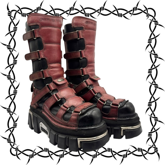 Vintage New Rock knee high terminator sole platform boots