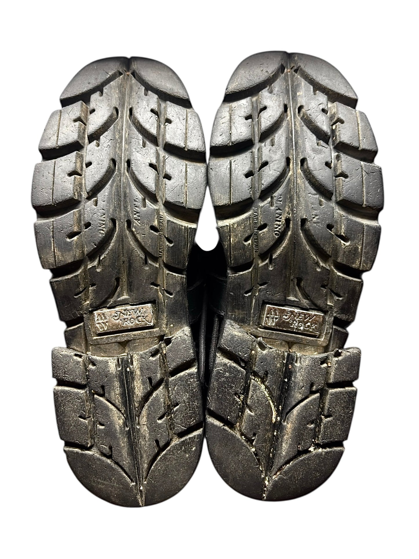 Vintage New Rock buckled raised-heel mid-calf leather boots size 42