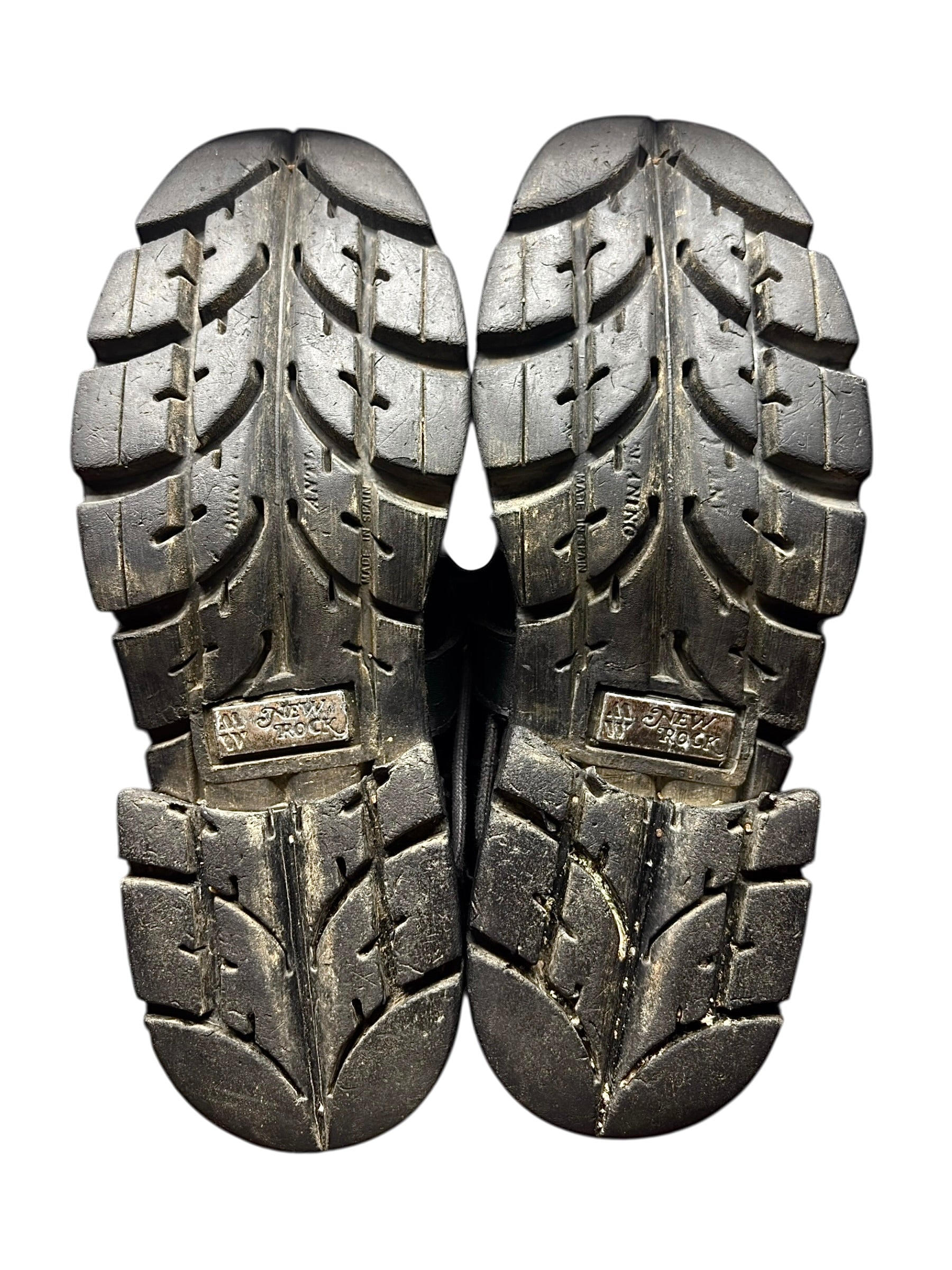 Vintage New Rock buckled raised-heel mid-calf leather boots size 42