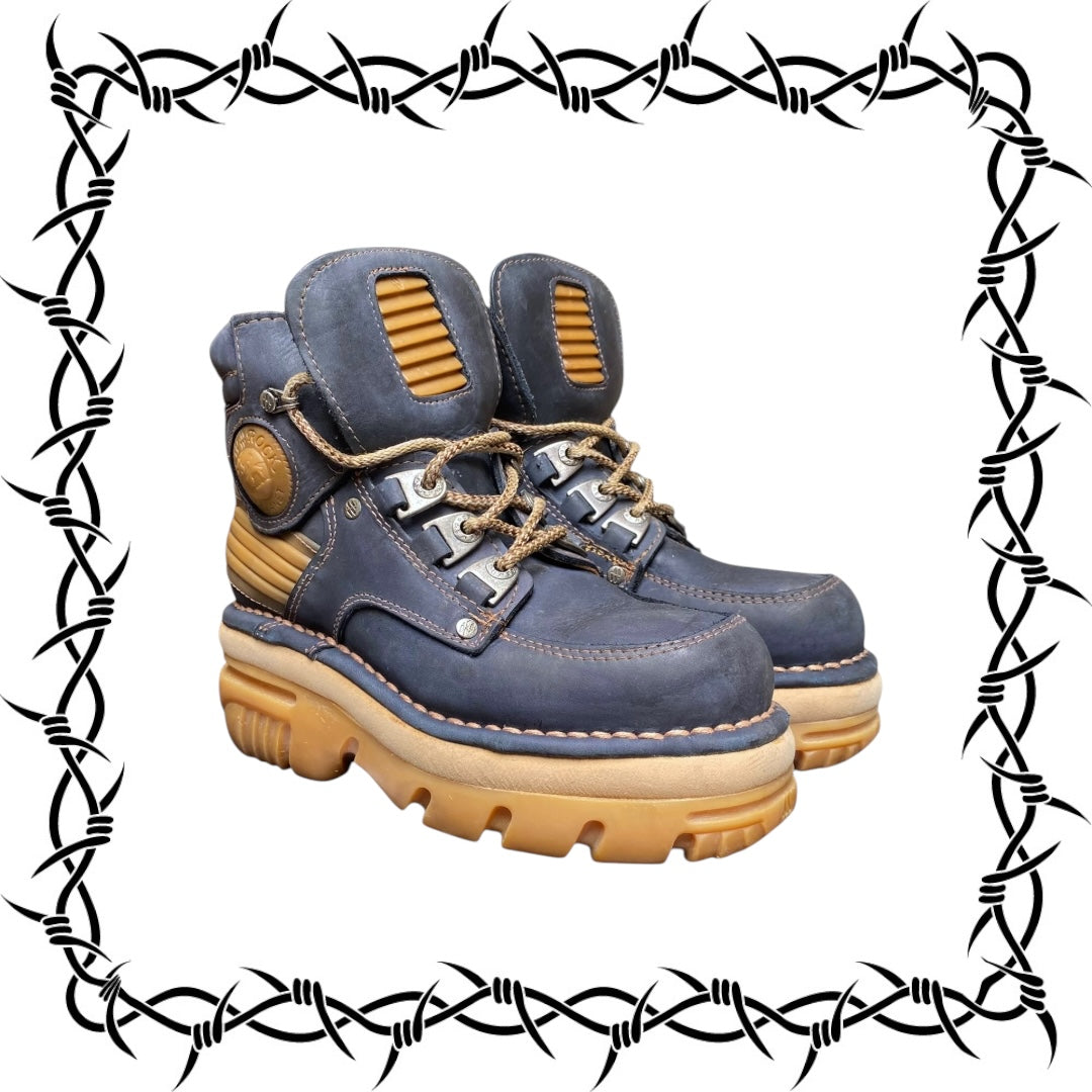 Vintage New Rock platform leather boots size 38